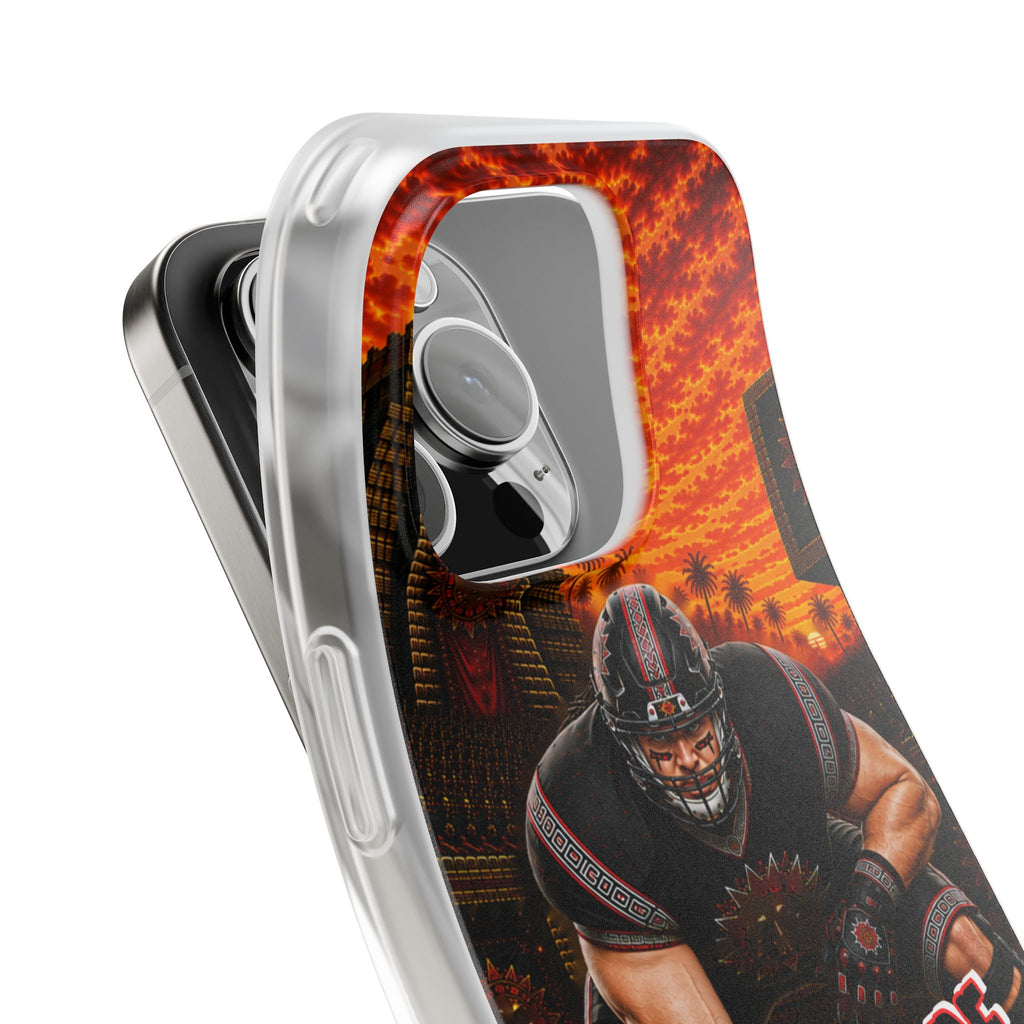 Aztec Football Warrior – Flexi Phone Case (iPhone & Samsung • Clear TPU • Made & Shipped in the USA • 🚚 FREE USA Shipping • Personalized Option)