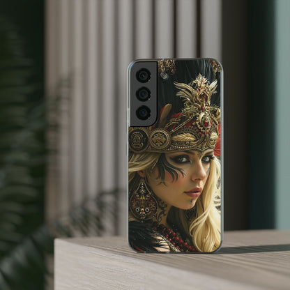 Aztec Fireheart Queen – Flexi Phone Case (iPhone & Samsung • Clear TPU • Made in USA • Personalized Option)