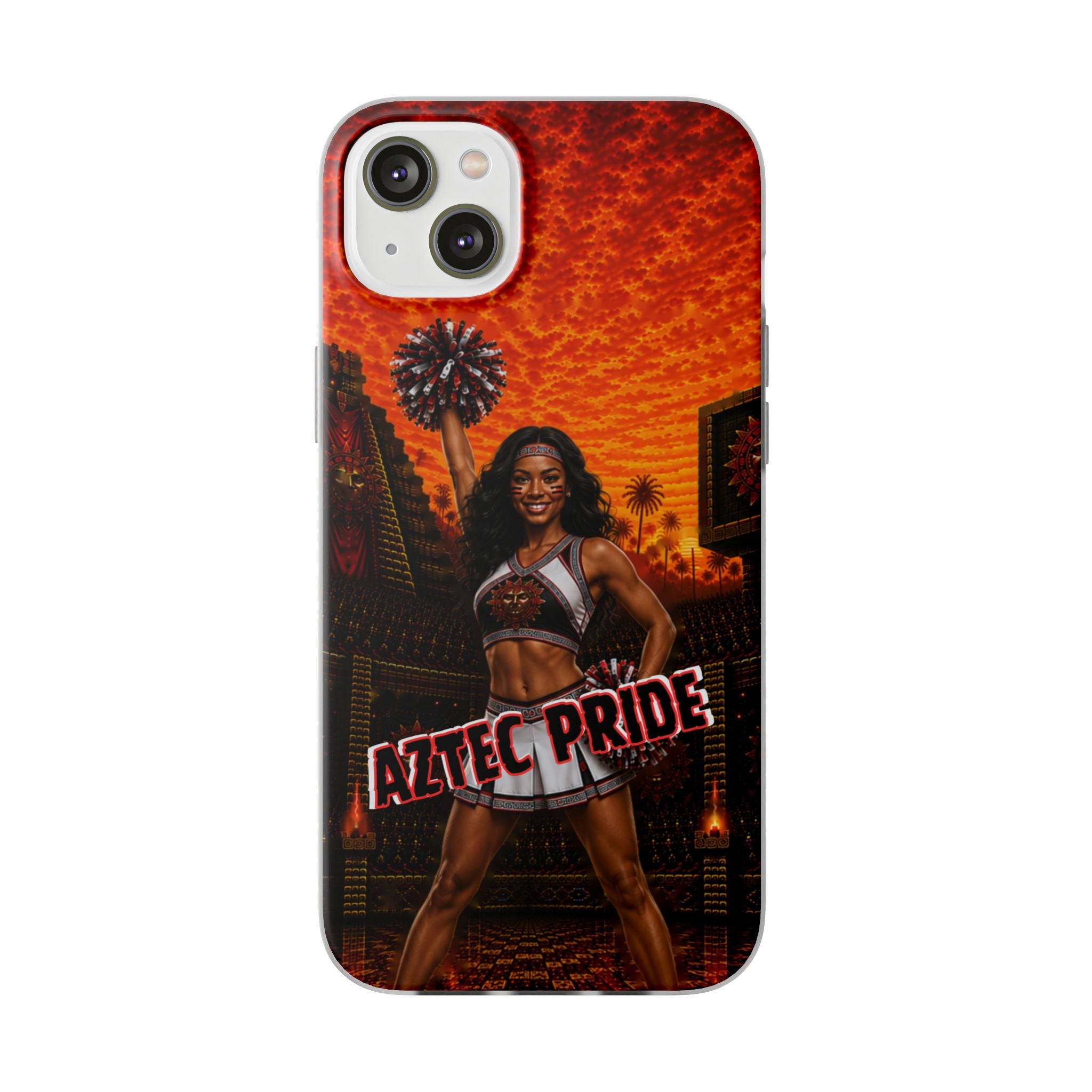 Aztec Cheerleader Warrior – Flexi Phone Case (iPhone & Samsung • Clear TPU • Made & Shipped in the USA • 🚚 FREE USA Shipping • Personalized Option)