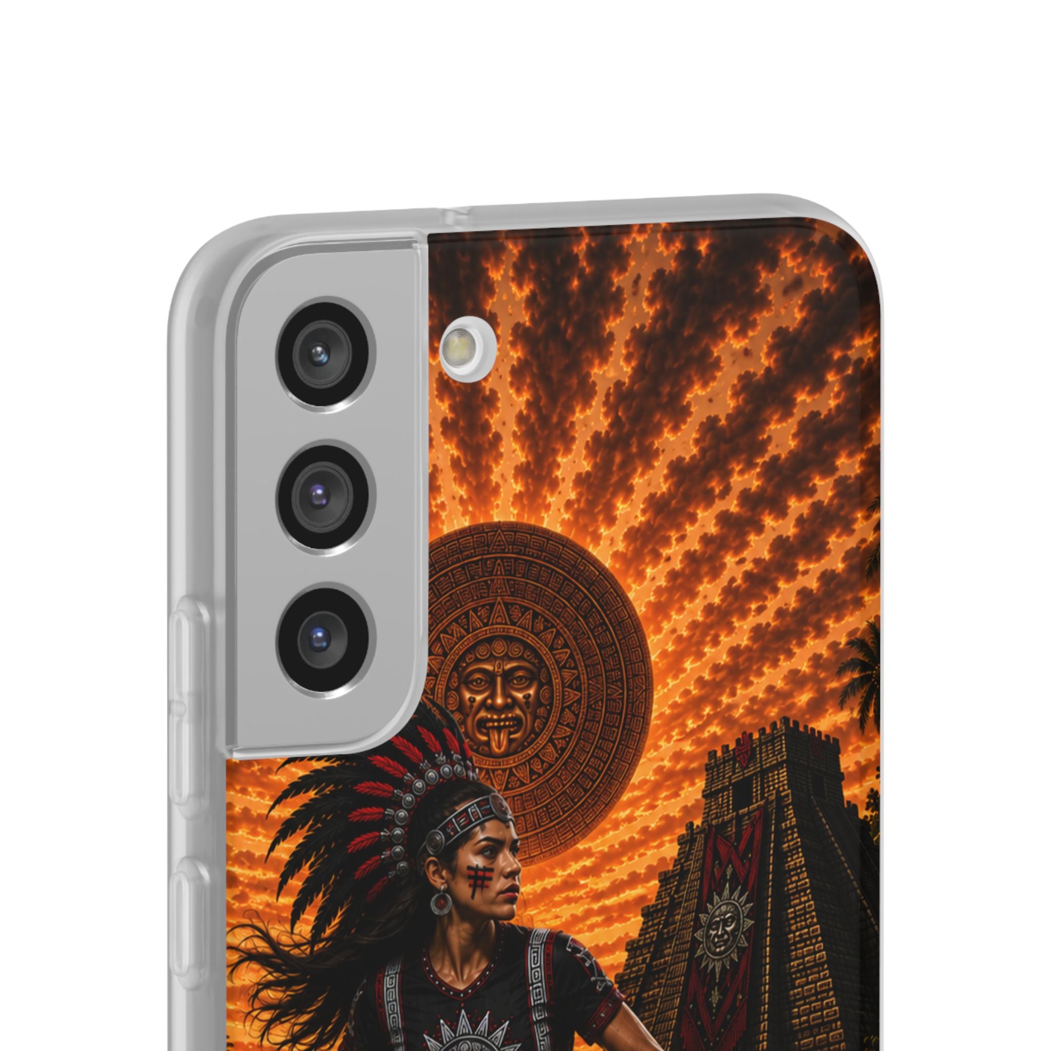 Aztec Soccer Female Warrior – Flexi Phone Case (iPhone & Samsung • Clear TPU • Made & Shipped in the USA • 🚚 FREE USA Shipping • Personalized Option)