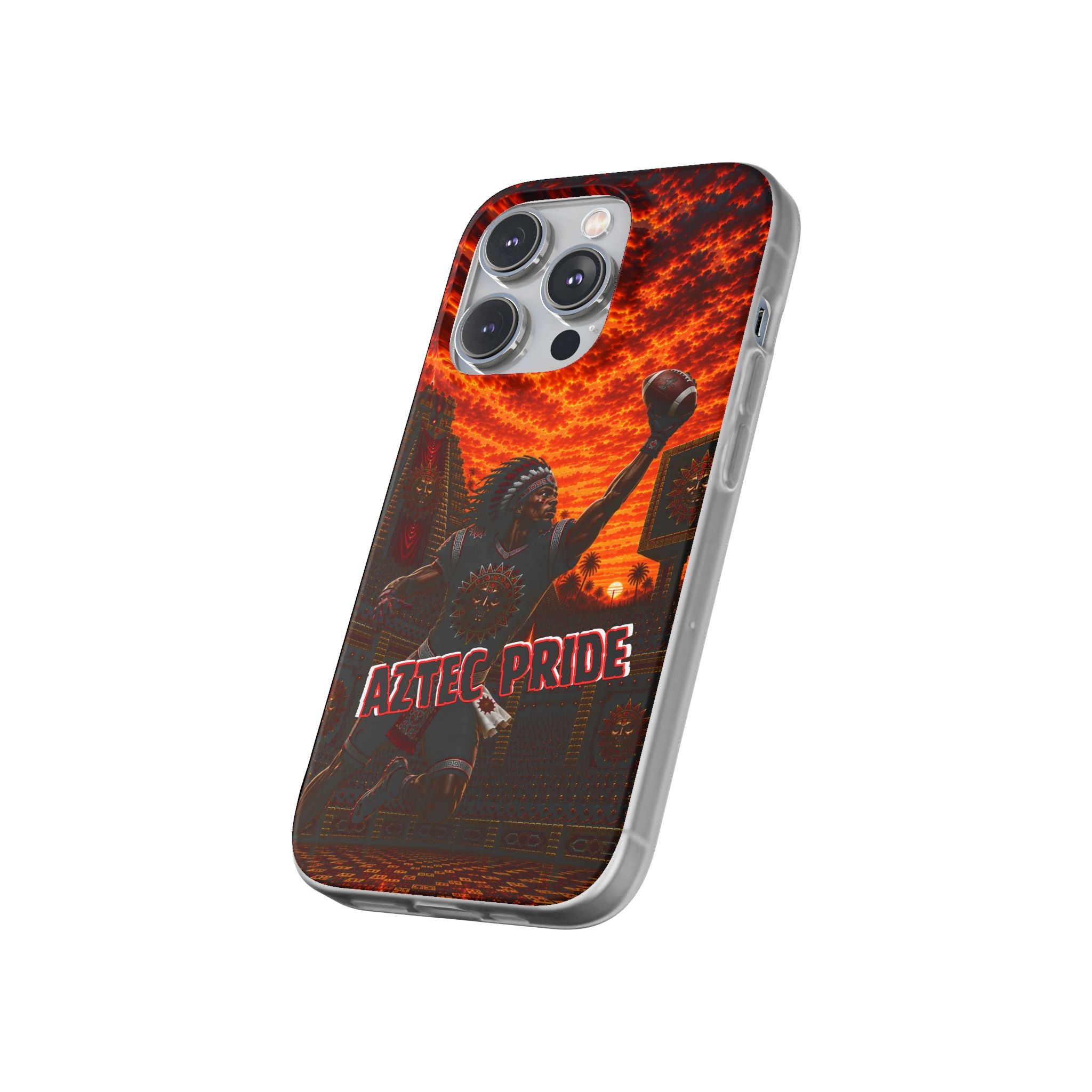 Aztec Football Warrior – Flexi Phone Case (iPhone & Samsung • Clear TPU • Made & Shipped in the USA • 🚚 FREE USA Shipping • Personalized Option)