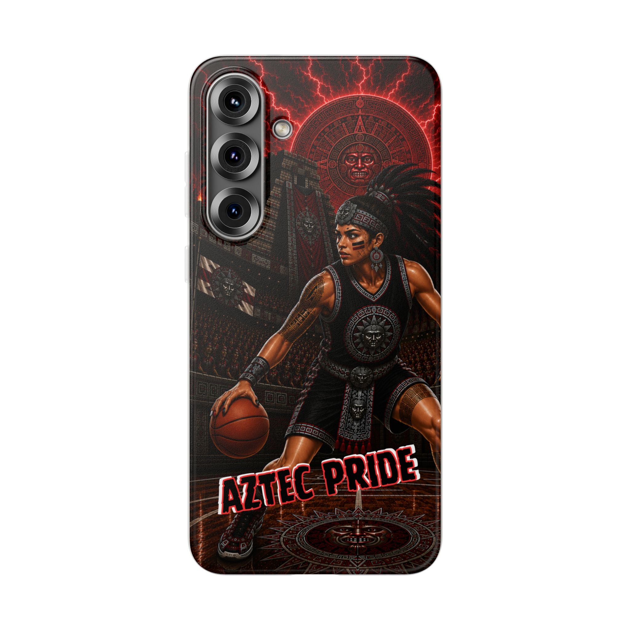 Aztec Basketball Female Warrior – Flexi Phone Case (iPhone & Samsung • Clear TPU • Made & Shipped in the USA • 🚚 FREE USA Shipping • Personalized Option)