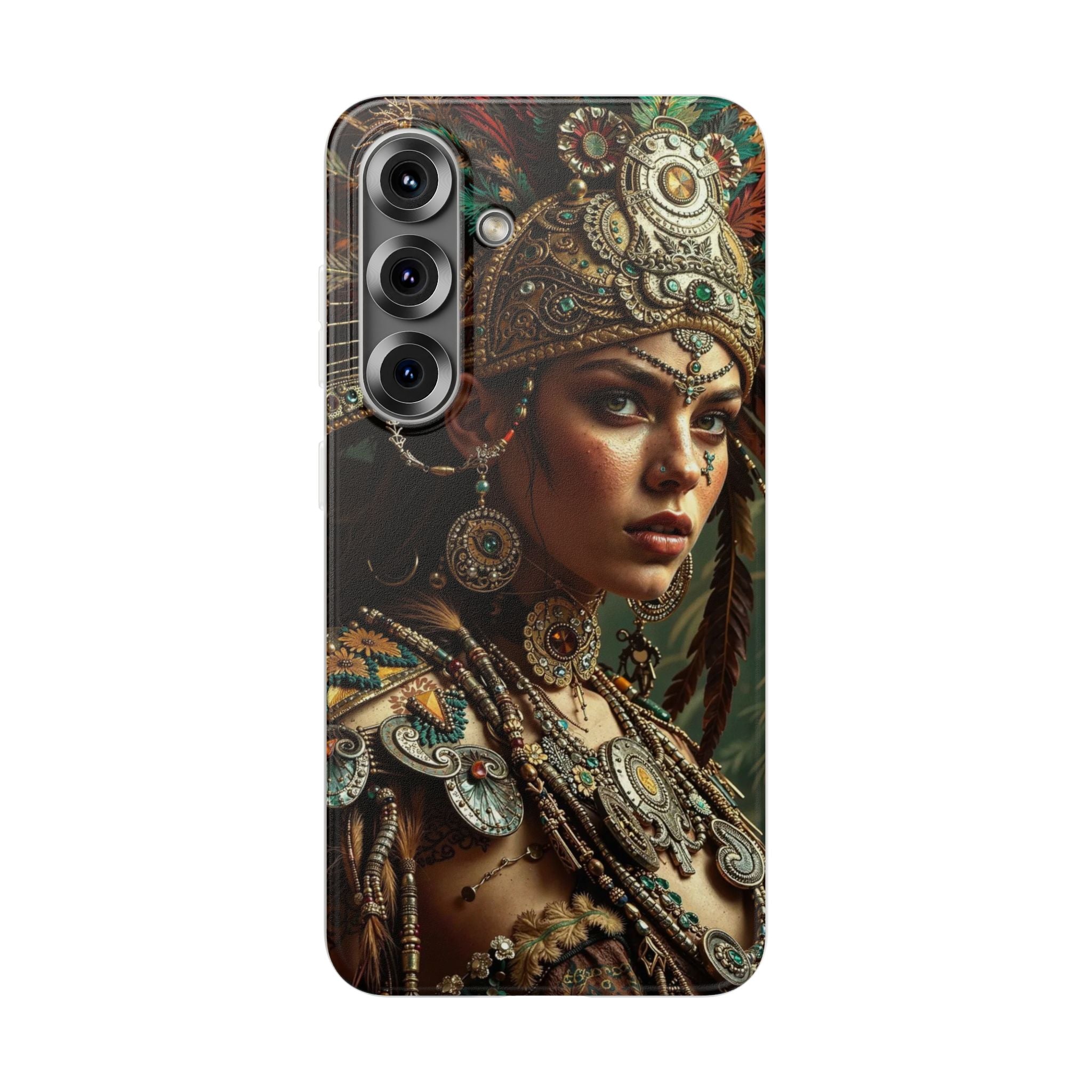 Aztec Warrior Goddess – Flexi Phone Case (iPhone & Samsung • Clear TPU • Made in USA • Personalized Option)
