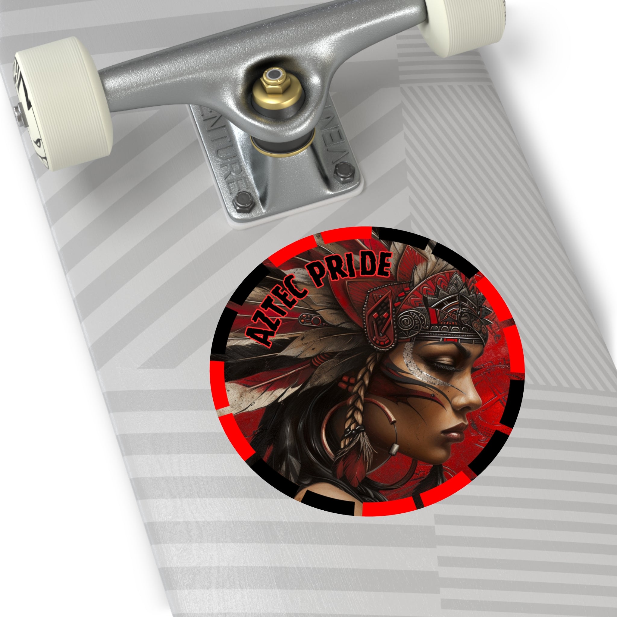 Aztec Sun Goddess Round Vinyl Sticker – Waterproof Matte Decal (2”–6”)