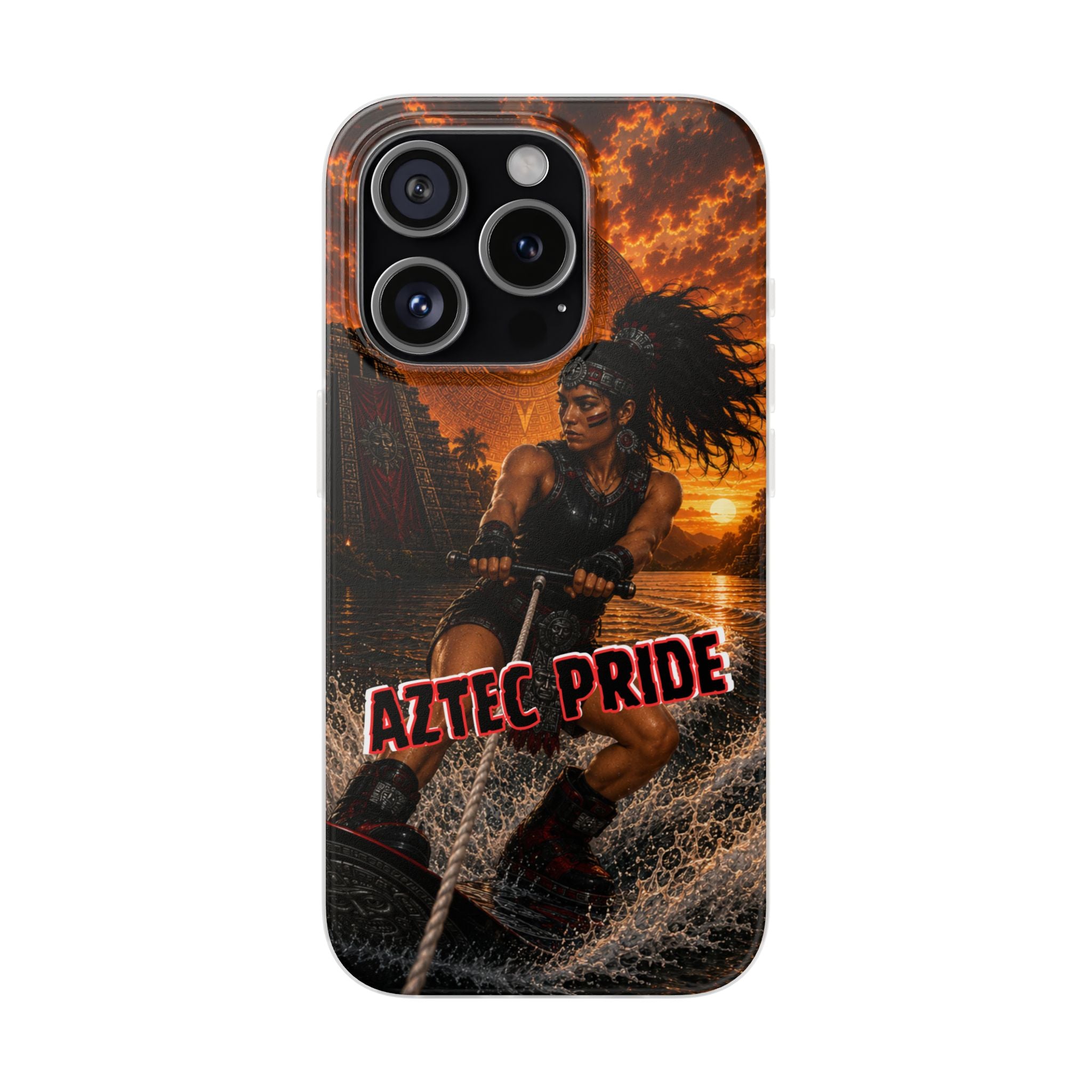 Aztec Wakeboard Female Warrior – Flexi Phone Case (iPhone & Samsung • Clear TPU • Made & Shipped in the USA • 🚚 FREE USA Shipping • Personalized Option)