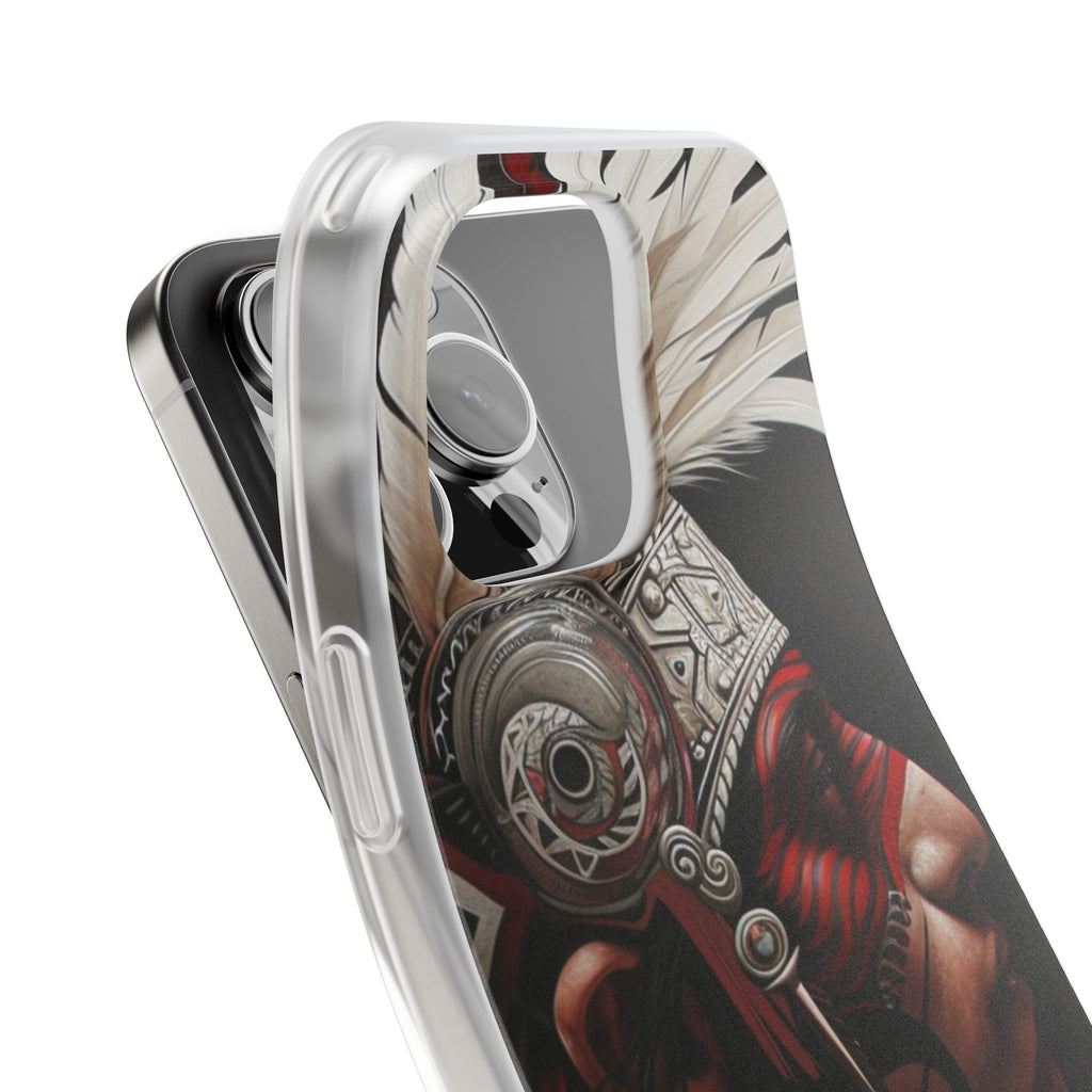 Aztec Warrior King – Flexi Phone Case (iPhone & Samsung • Clear TPU • Made in USA • Personalized Option)