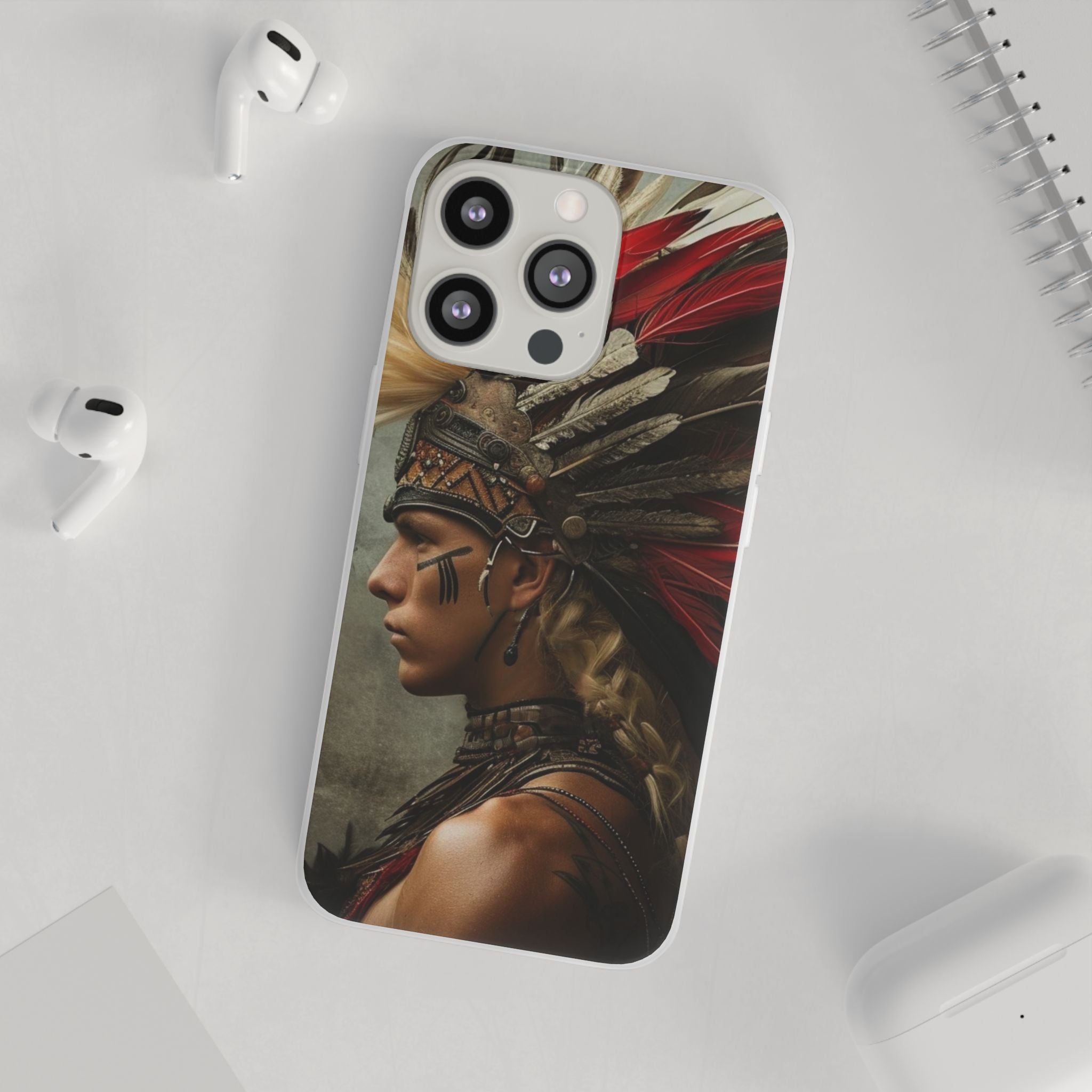 Aztec Storm Warrior – Flexi Phone Case (iPhone & Samsung • Clear TPU • Made in USA • Personalized Option)