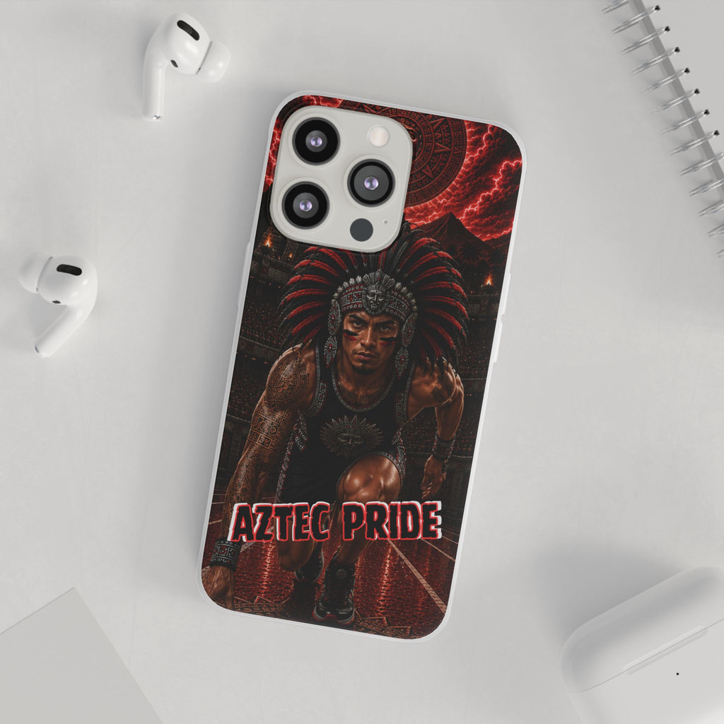 Aztec Track & Field Male Warrior – Flexi Phone Case (iPhone & Samsung • Clear TPU • Made & Shipped in the USA • 🚚 FREE USA Shipping • Personalized Option)