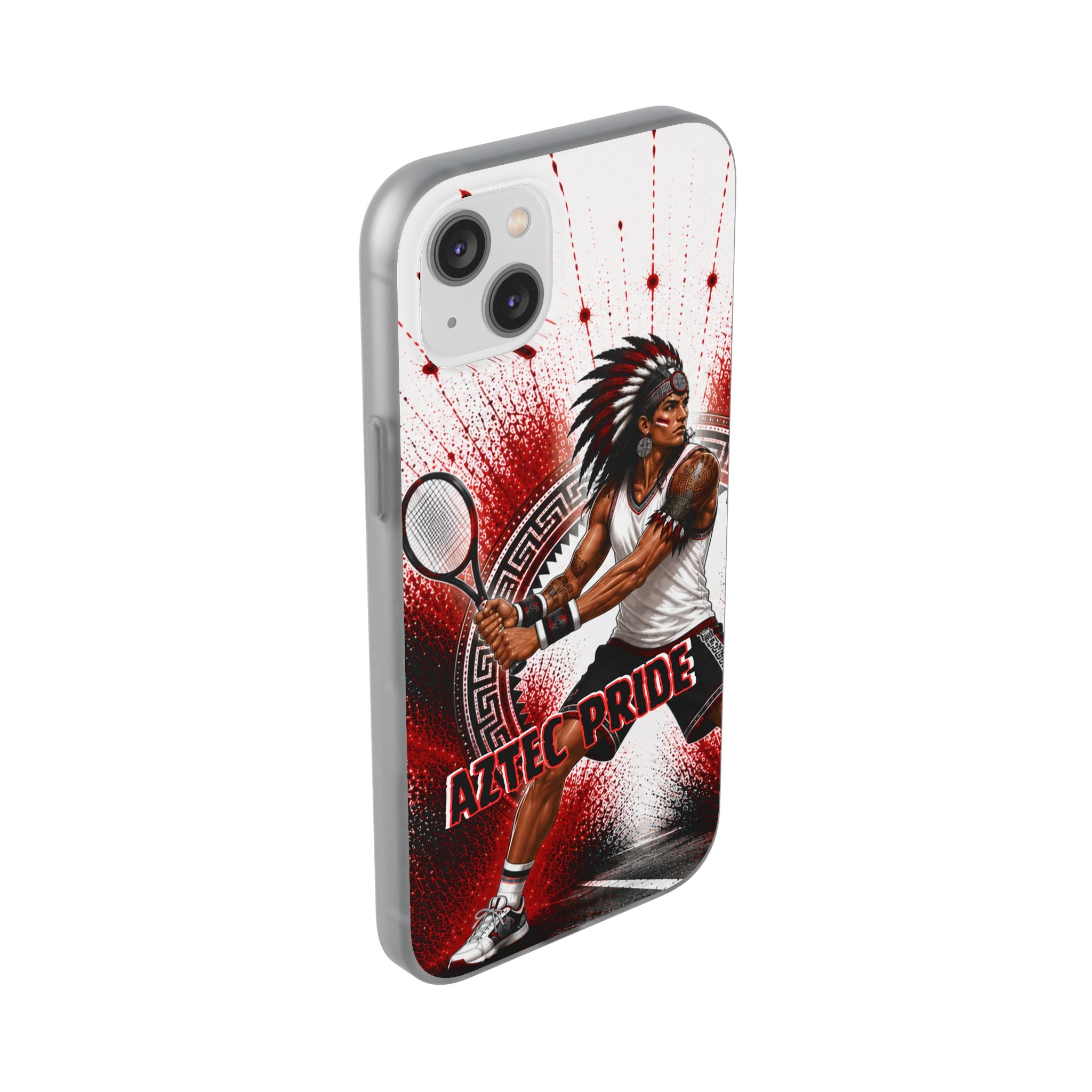 Aztec Tennis Male Warrior – Flexi Phone Case (iPhone & Samsung • Clear TPU • Made & Shipped in the USA • 🚚 FREE USA Shipping • Personalized Option)