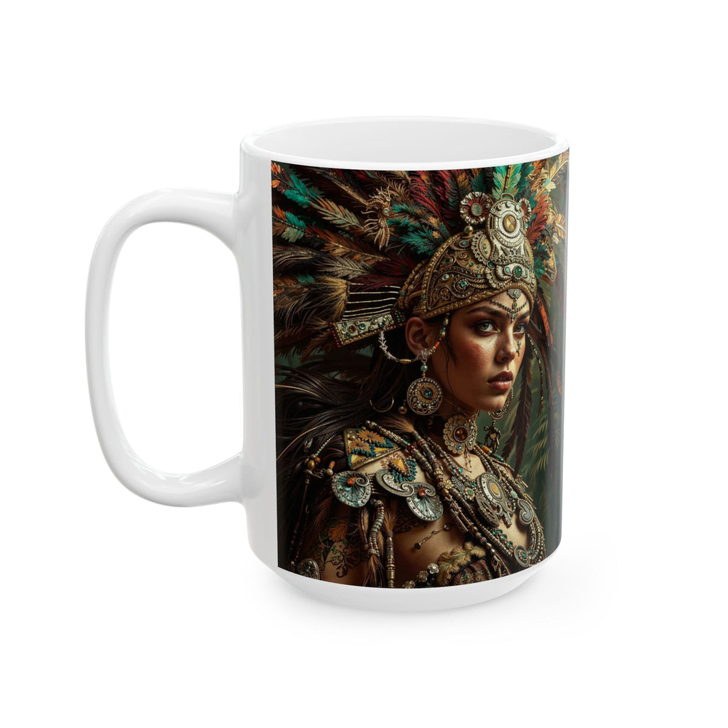 Aztec Warrior Goddess – Ceramic Mug (11oz, 15oz • Dishwasher & Microwave Safe • Made in USA • Personalized Option)