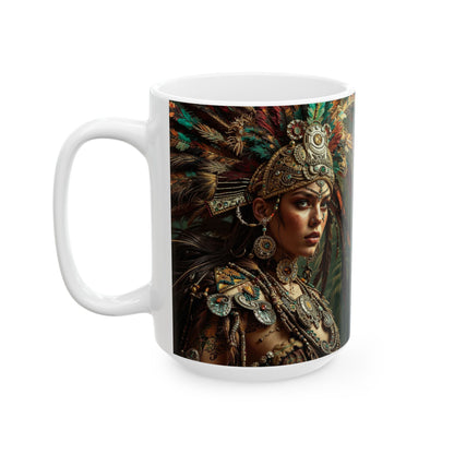 Aztec Warrior Goddess – Ceramic Mug (11oz, 15oz • Dishwasher & Microwave Safe • Made in USA • Personalized Option)