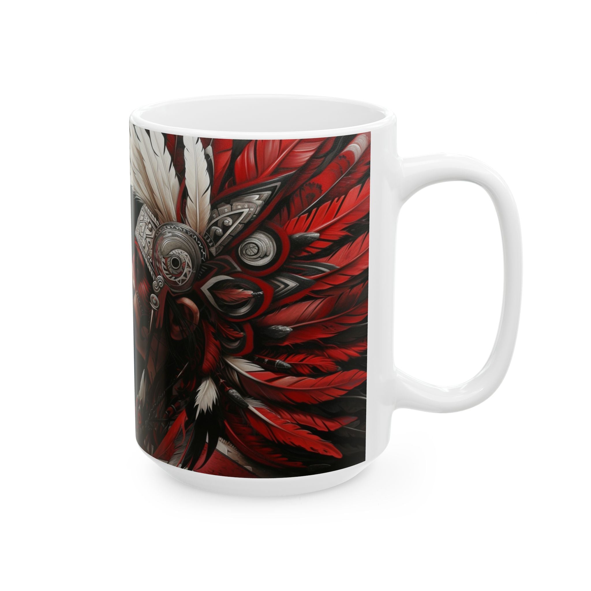 Aztec Warrior King – Ceramic Mug (11oz, 15oz • Dishwasher & Microwave Safe • Made in USA • Personalized Option)