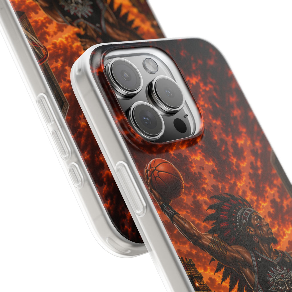 Aztec Basketball Male Warrior – Flexi Phone Case (iPhone & Samsung • Clear TPU • Made & Shipped in the USA • 🚚 FREE USA Shipping • Personalized Option)