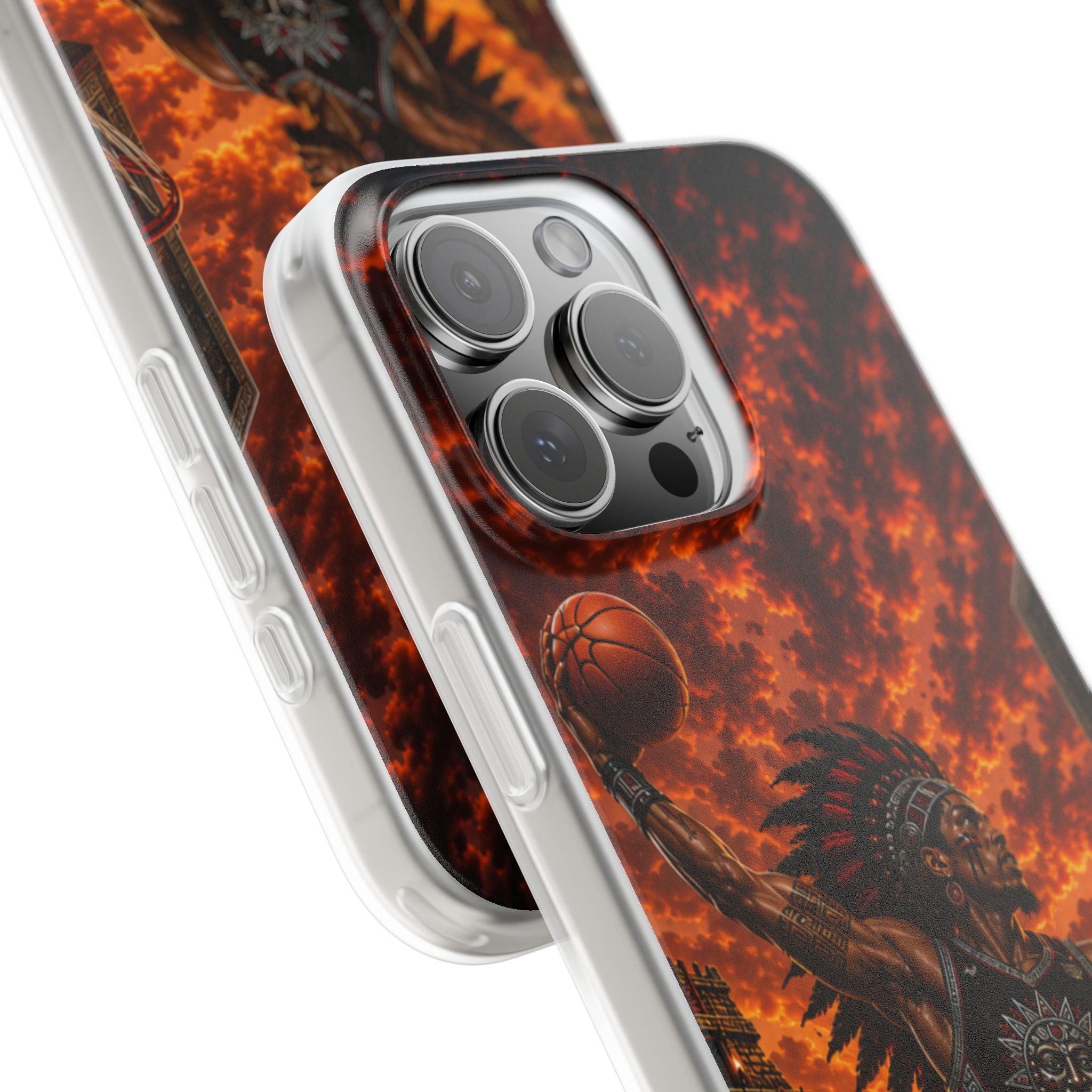 Aztec Basketball Male Warrior – Flexi Phone Case (iPhone & Samsung • Clear TPU • Made & Shipped in the USA • 🚚 FREE USA Shipping • Personalized Option)