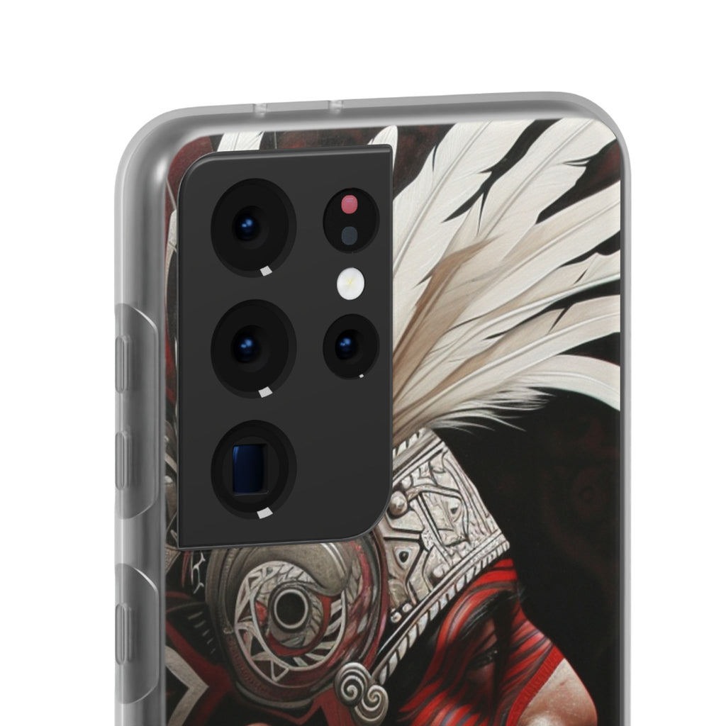 Aztec Warrior King – Flexi Phone Case (iPhone & Samsung • Clear TPU • Made in USA • Personalized Option)