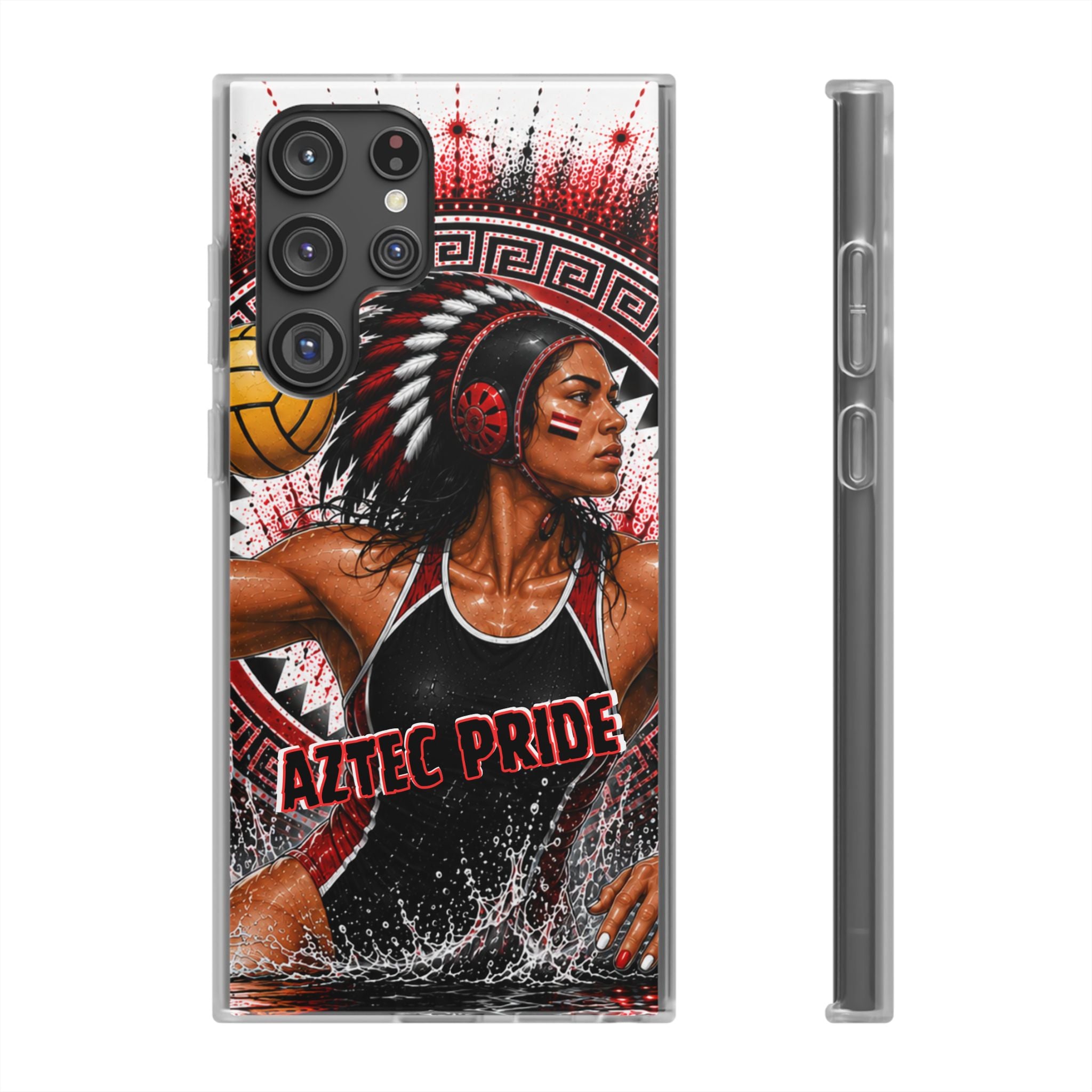 Aztec Water Polo Warrior – Flexi Phone Case (iPhone & Samsung • Clear TPU • Made in USA • Personalized Option)