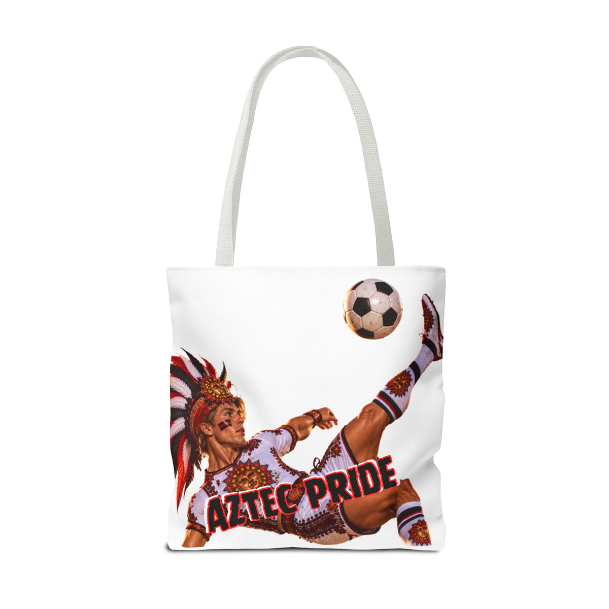 Aztec Soccer Warrior Tote Bag | Aztec-Inspired AI Art • Made & Shipped in the USA • 🚚 FREE USA Shipping • FREE Personalization