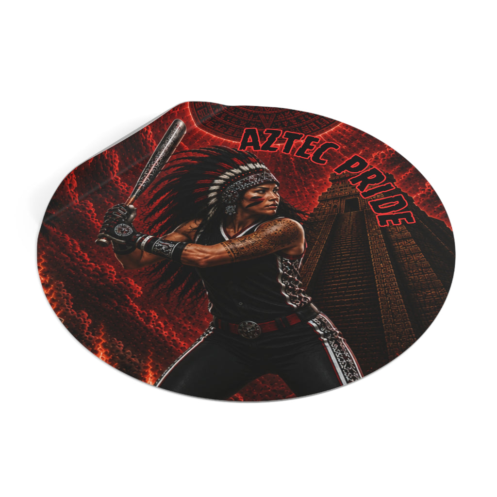 Aztec Softball Warrior Round Vinyl Sticker 2”–6” | Made & Shipped in the USA • 🚚 FREE USA Shipping • Personalized Option