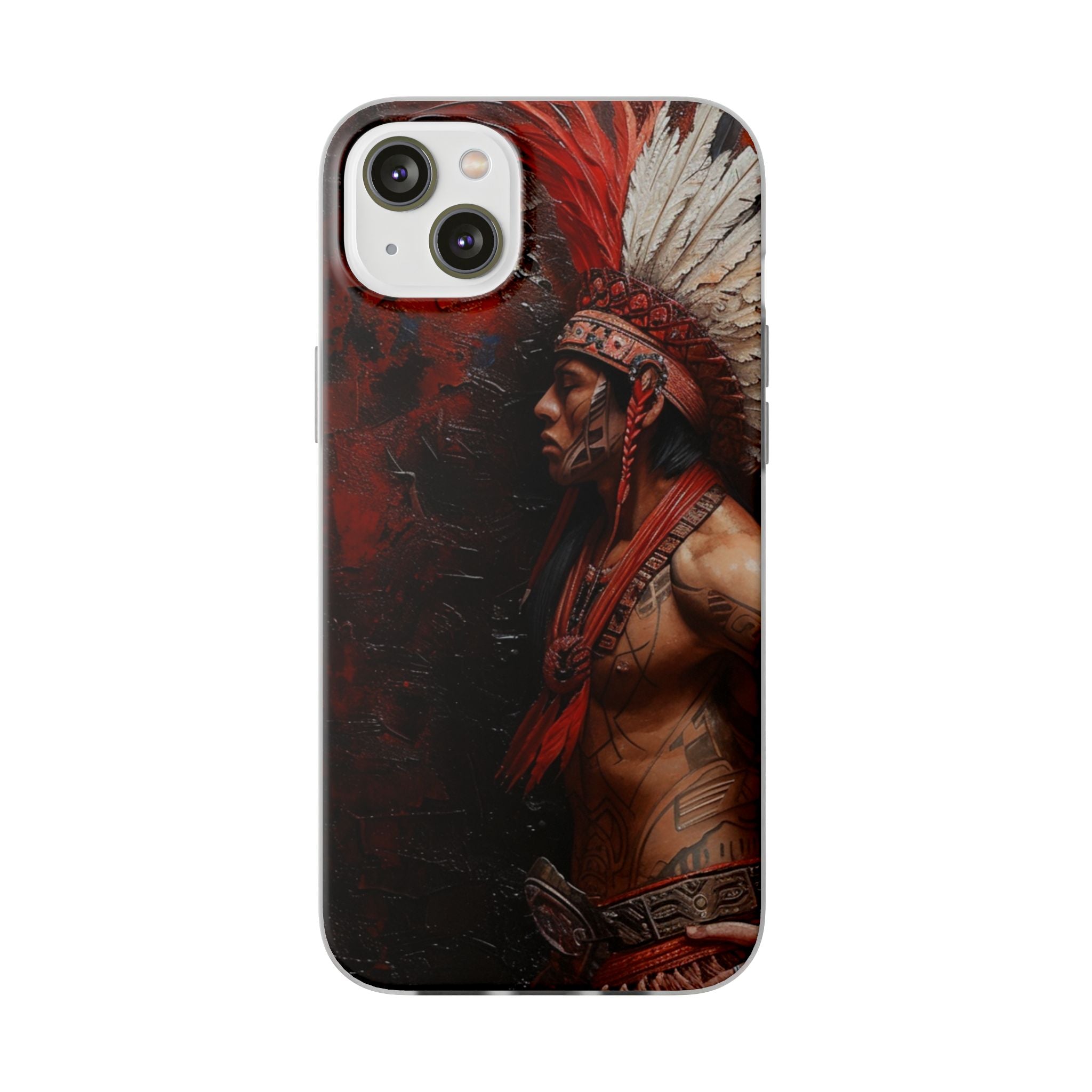 Aztec Noble Warrior – Flexi Phone Case (iPhone & Samsung • Clear TPU • Made in USA • Personalized Option)