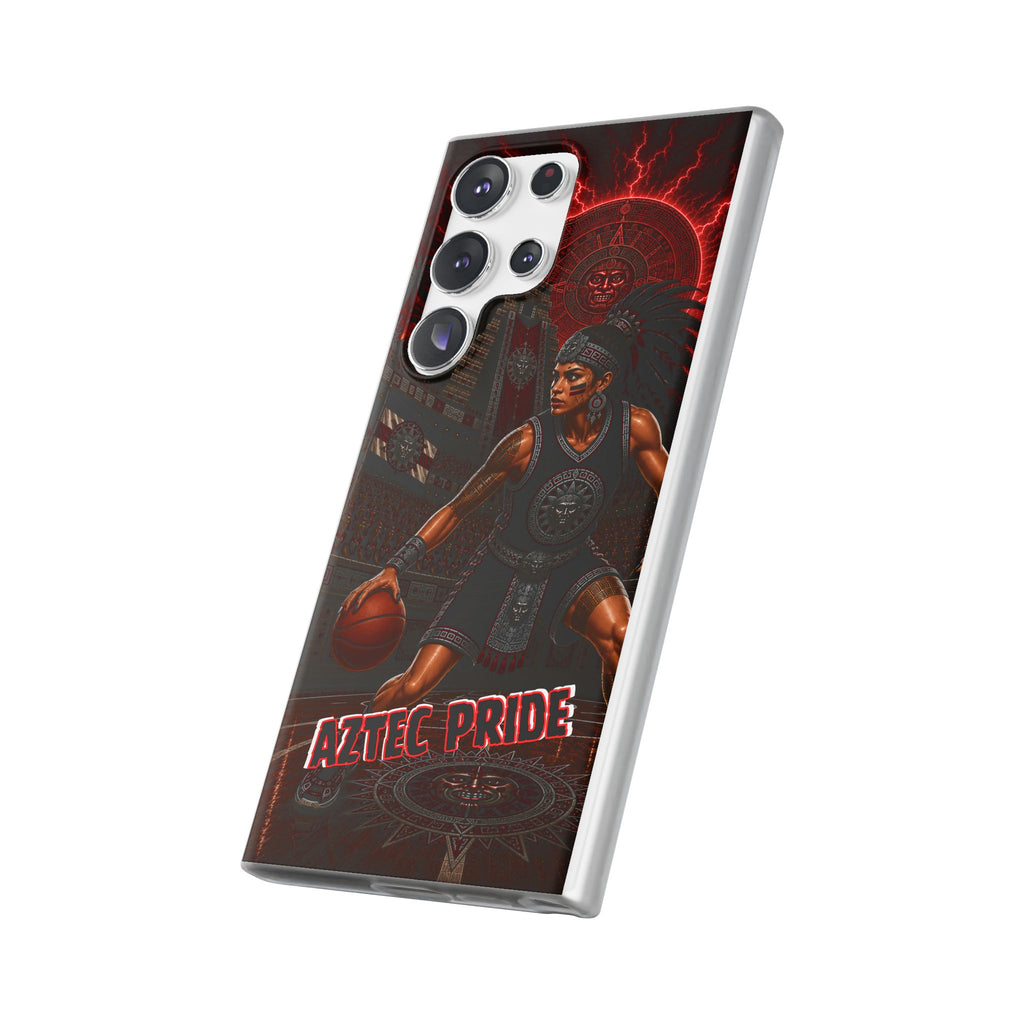 Aztec Basketball Female Warrior – Flexi Phone Case (iPhone & Samsung • Clear TPU • Made & Shipped in the USA • 🚚 FREE USA Shipping • Personalized Option)