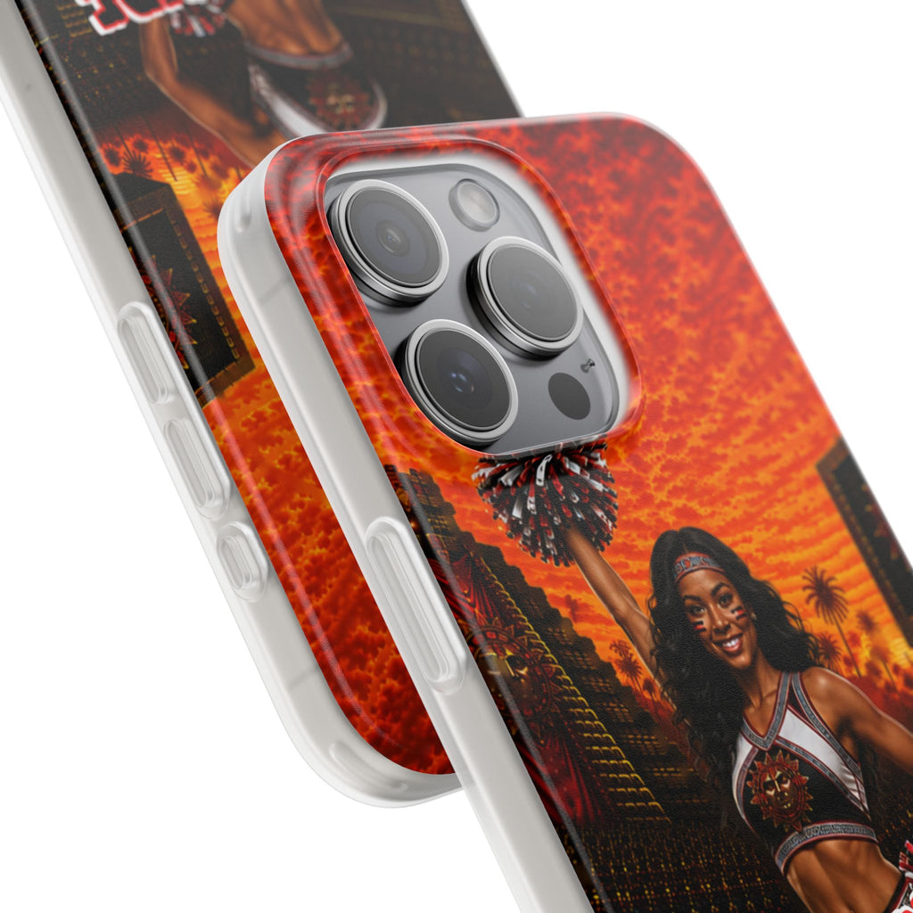Aztec Cheerleader Warrior – Flexi Phone Case (iPhone & Samsung • Clear TPU • Made & Shipped in the USA • 🚚 FREE USA Shipping • Personalized Option)