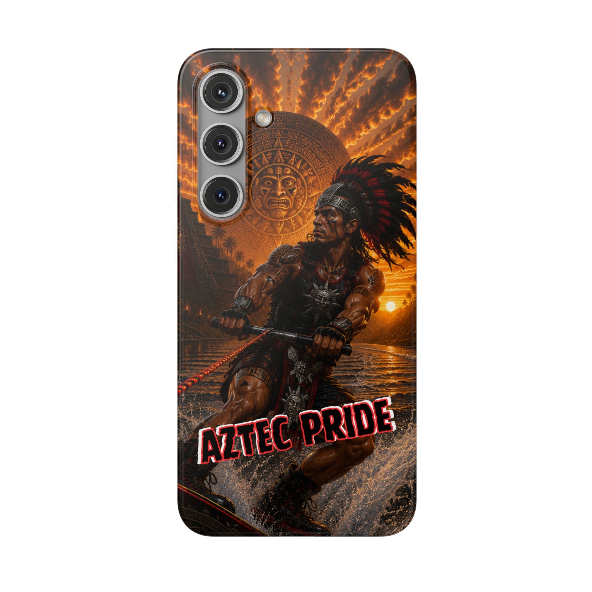 Aztec Wakeboard Male Warrior – Flexi Phone Case (iPhone & Samsung • Clear TPU • Made & Shipped in the USA • 🚚 FREE USA Shipping • Personalized Option)