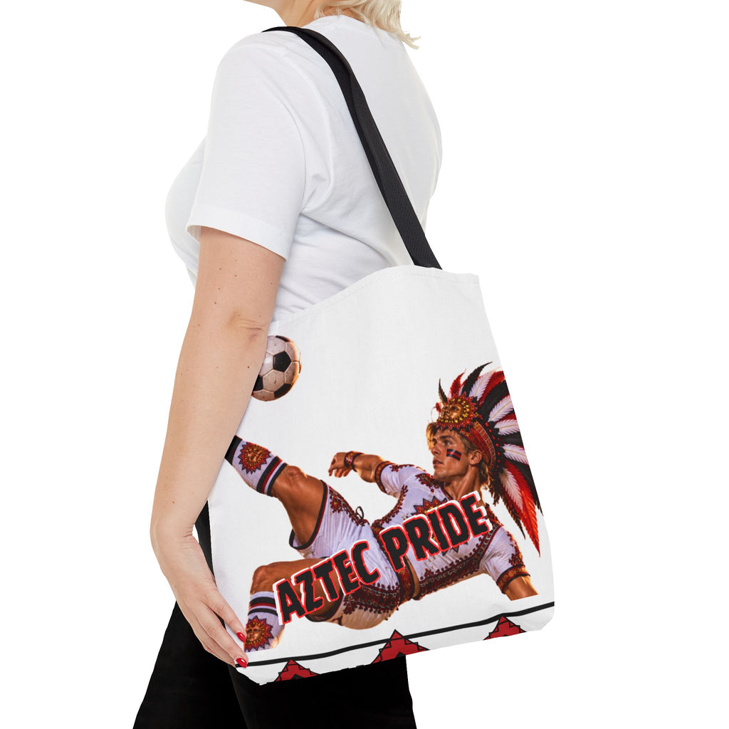 Aztec Soccer Warrior Tote Bag | Aztec-Inspired AI Art • Made & Shipped in the USA • 🚚 FREE USA Shipping • FREE Personalization