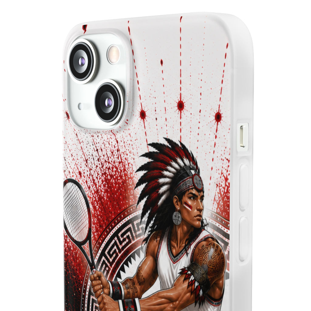 Aztec Tennis Male Warrior – Flexi Phone Case (iPhone & Samsung • Clear TPU • Made & Shipped in the USA • 🚚 FREE USA Shipping • Personalized Option)