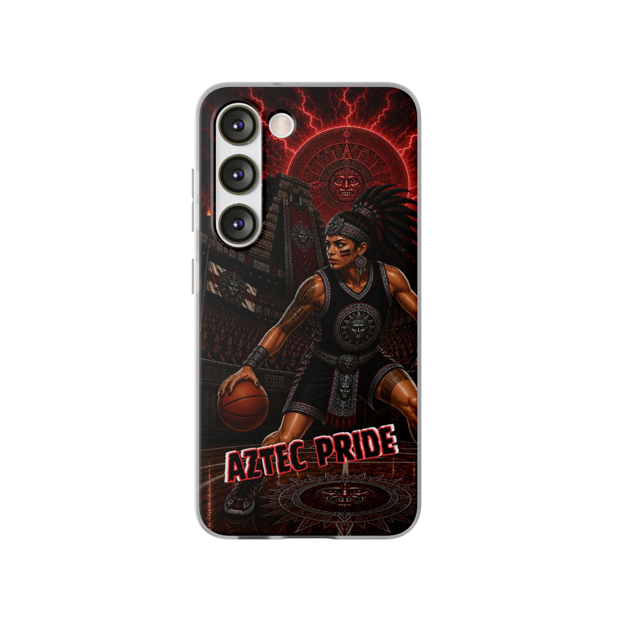 Aztec Basketball Female Warrior – Flexi Phone Case (iPhone & Samsung • Clear TPU • Made & Shipped in the USA • 🚚 FREE USA Shipping • Personalized Option)