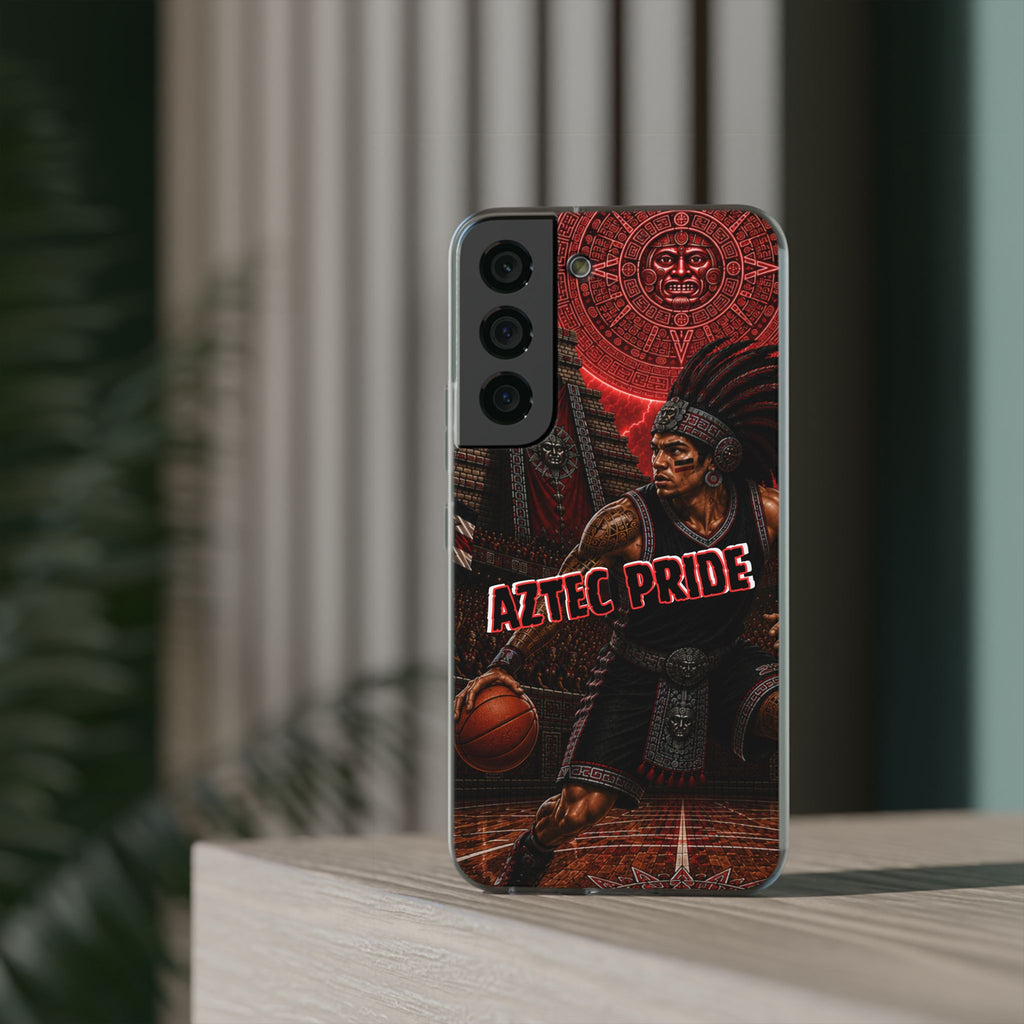 Aztec Basketall Warrior – Flexi Phone Case (iPhone & Samsung • Clear TPU • Made & Shipped in the USA • 🚚 FREE USA Shipping • Personalized Option)