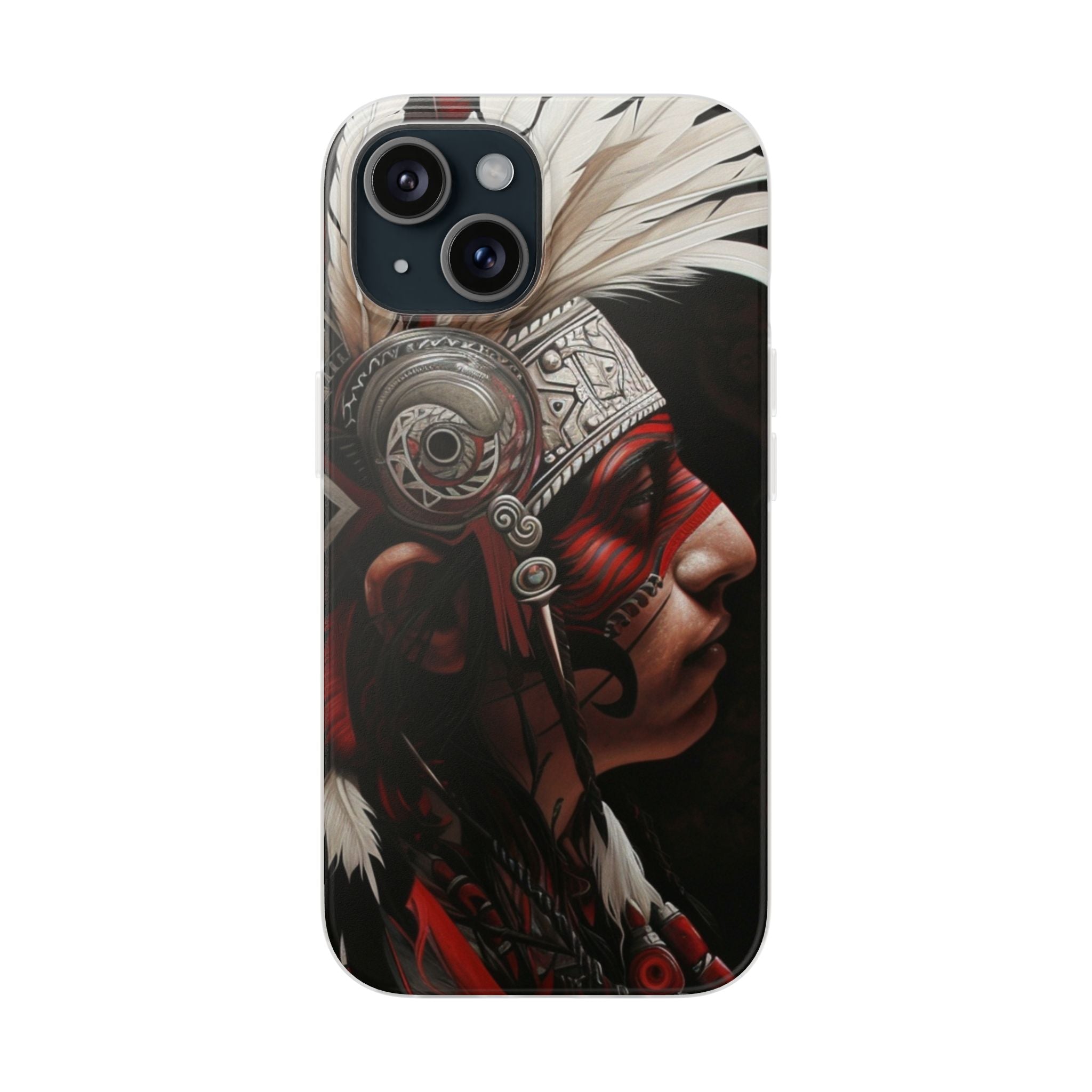 Aztec Warrior King – Flexi Phone Case (iPhone & Samsung • Clear TPU • Made in USA • Personalized Option)