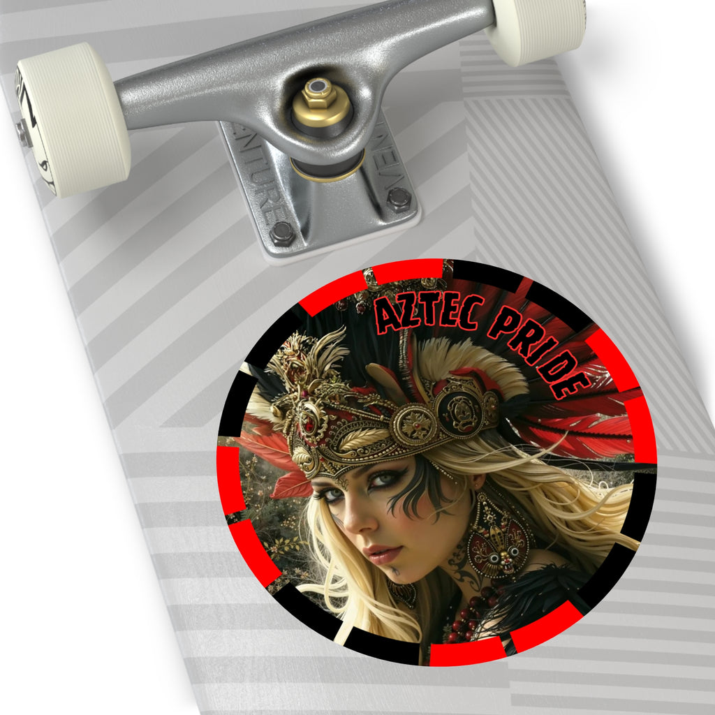 Aztec Fireheart Queen Round Vinyl Sticker – Waterproof Matte Decal (2”–6”)
