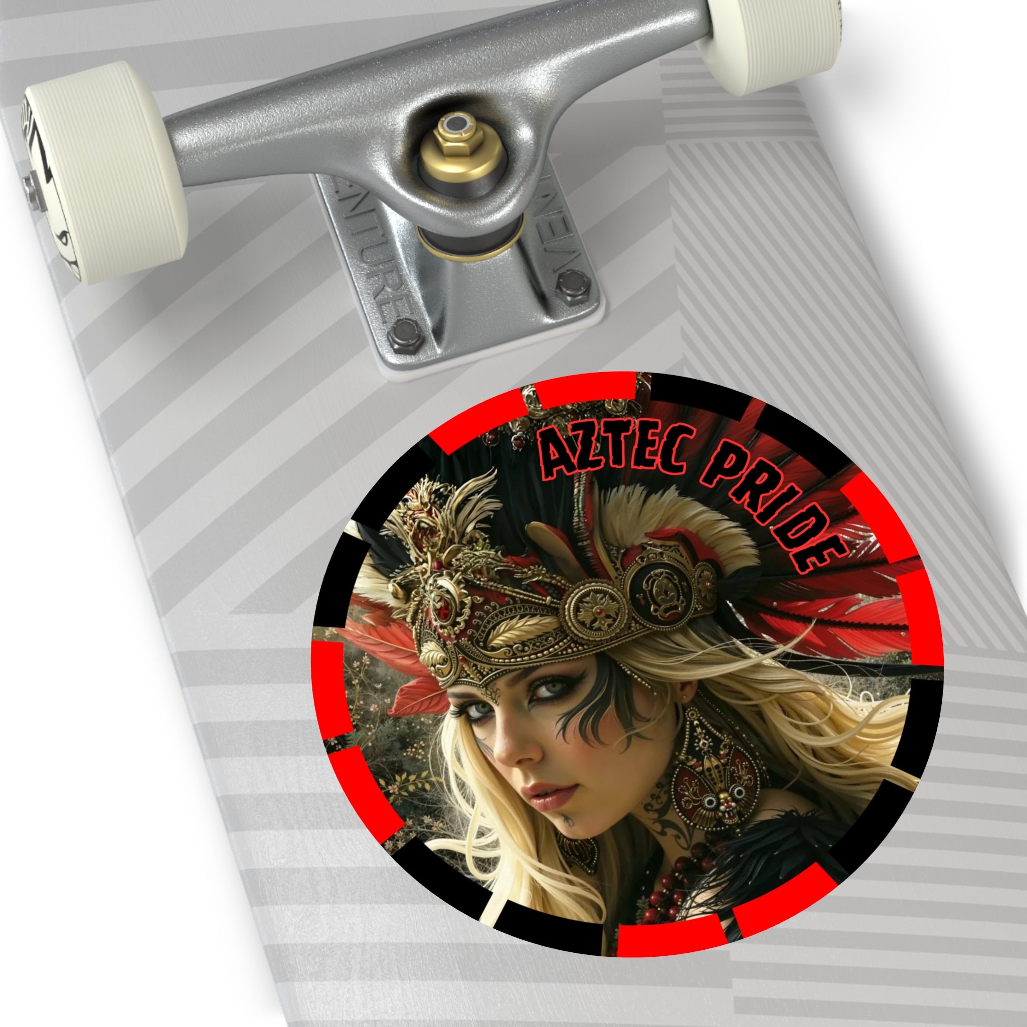 Aztec Fireheart Queen Round Vinyl Sticker – Waterproof Matte Decal (2”–6”)