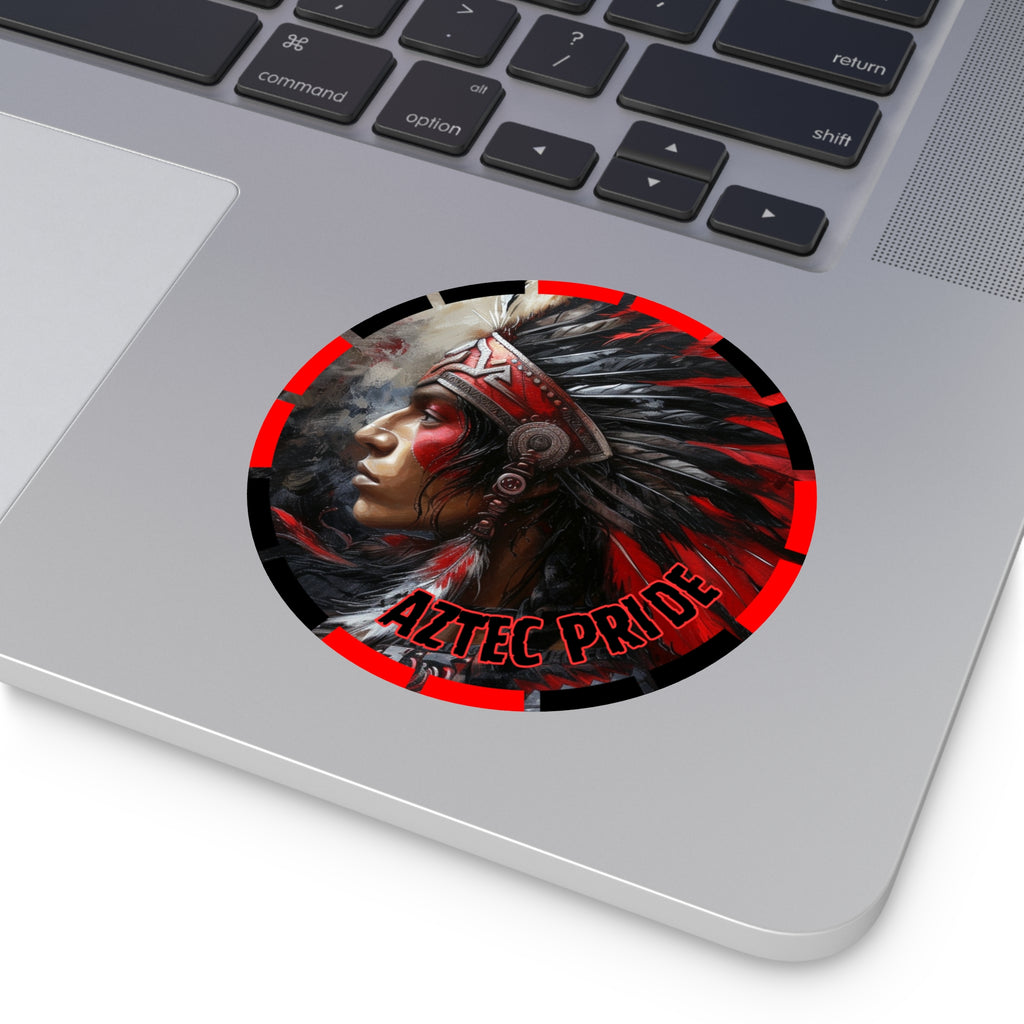 Aztec Silent Warrior Round Vinyl Sticker – Waterproof Matte Decal (2”–6”)