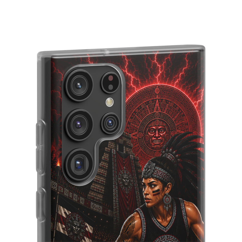 Aztec Basketball Female Warrior – Flexi Phone Case (iPhone & Samsung • Clear TPU • Made & Shipped in the USA • 🚚 FREE USA Shipping • Personalized Option)