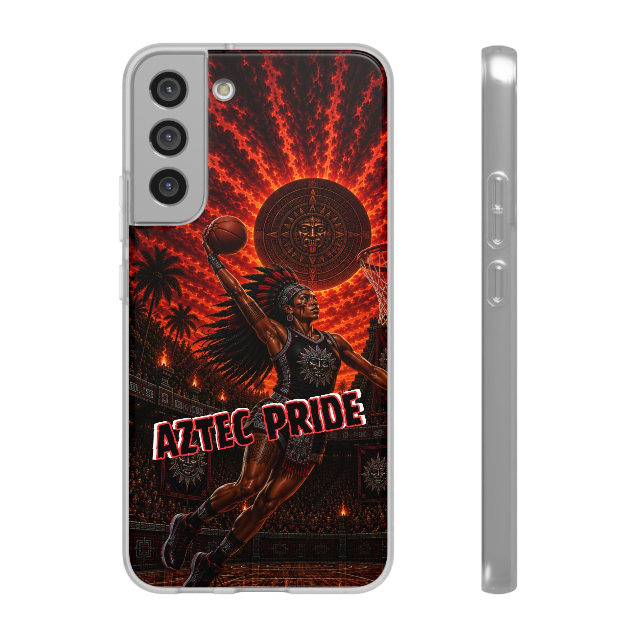 Aztec Basketball Female Warrior – Flexi Phone Case (iPhone & Samsung • Clear TPU • Made & Shipped in the USA • 🚚 FREE USA Shipping • Personalized Option)