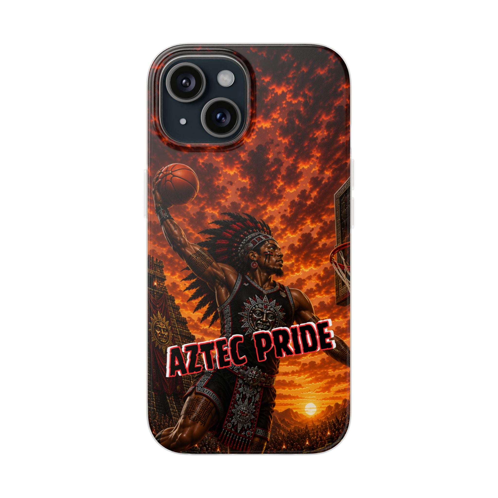 Aztec Basketball Male Warrior – Flexi Phone Case (iPhone & Samsung • Clear TPU • Made & Shipped in the USA • 🚚 FREE USA Shipping • Personalized Option)