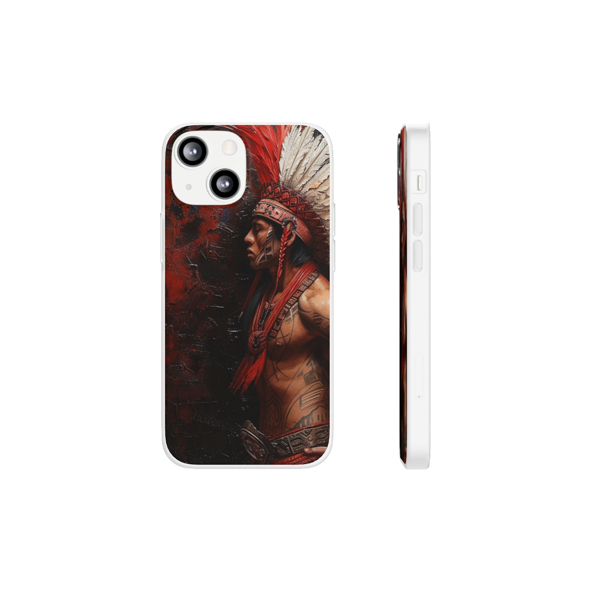 Aztec Noble Warrior – Flexi Phone Case (iPhone & Samsung • Clear TPU • Made in USA • Personalized Option)