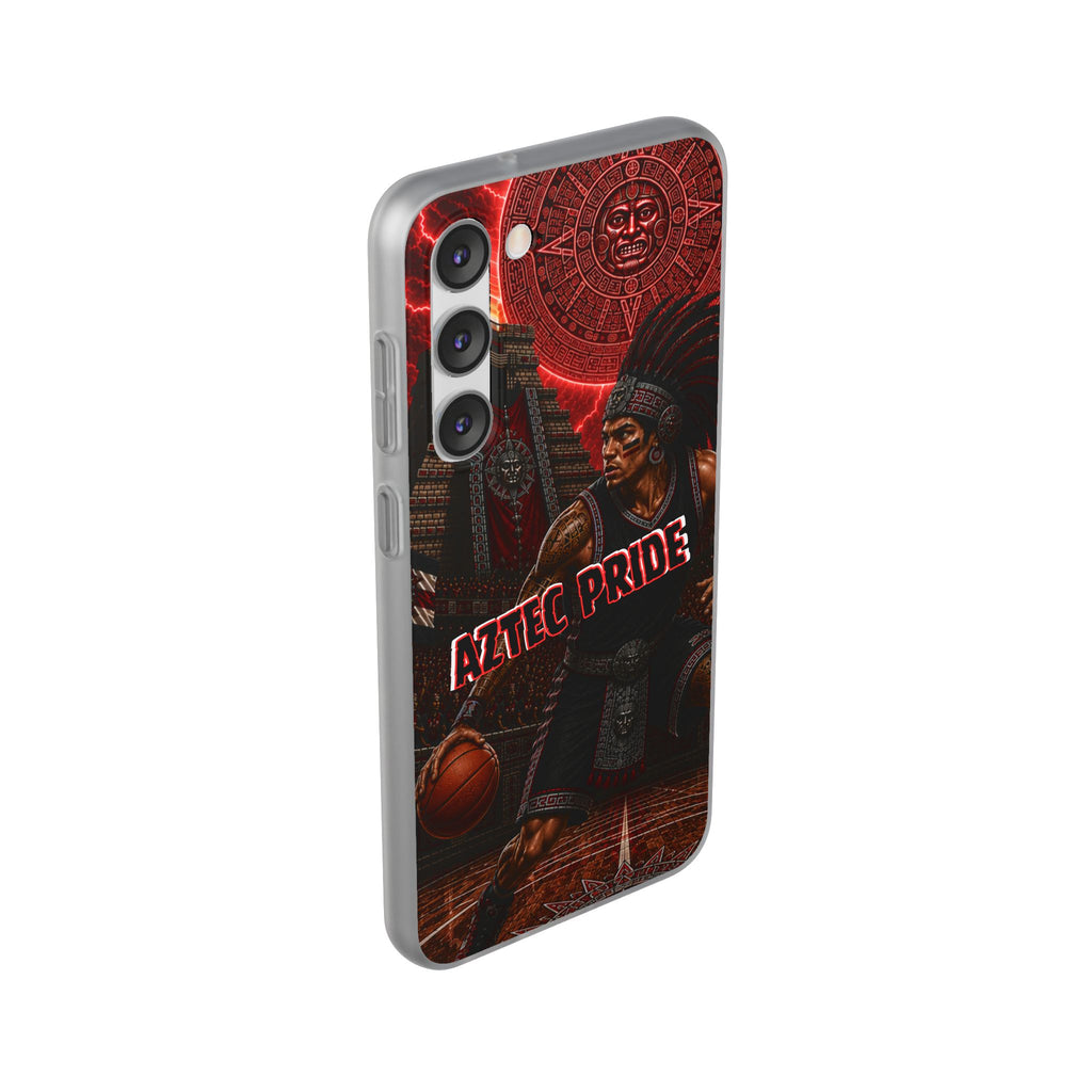 Aztec Basketall Warrior – Flexi Phone Case (iPhone & Samsung • Clear TPU • Made & Shipped in the USA • 🚚 FREE USA Shipping • Personalized Option)