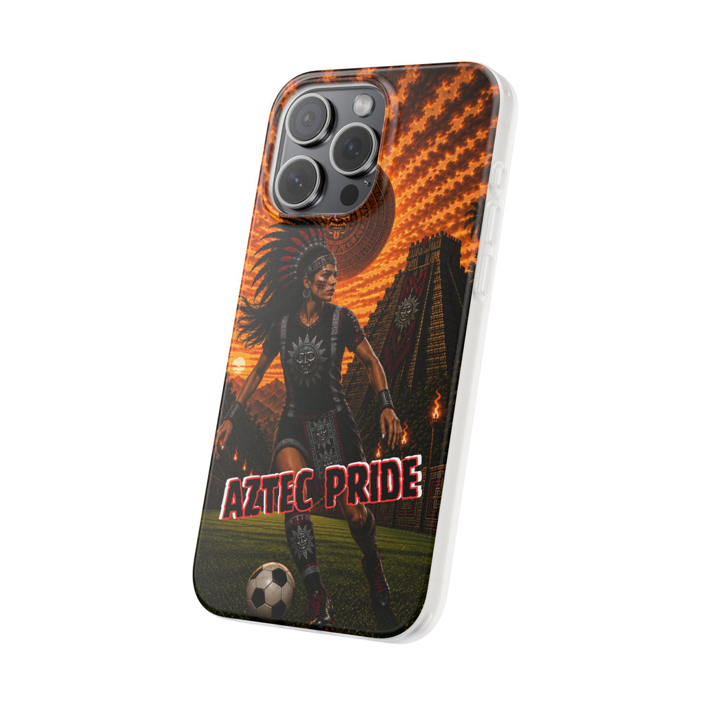 Aztec Soccer Female Warrior – Flexi Phone Case (iPhone & Samsung • Clear TPU • Made & Shipped in the USA • 🚚 FREE USA Shipping • Personalized Option)