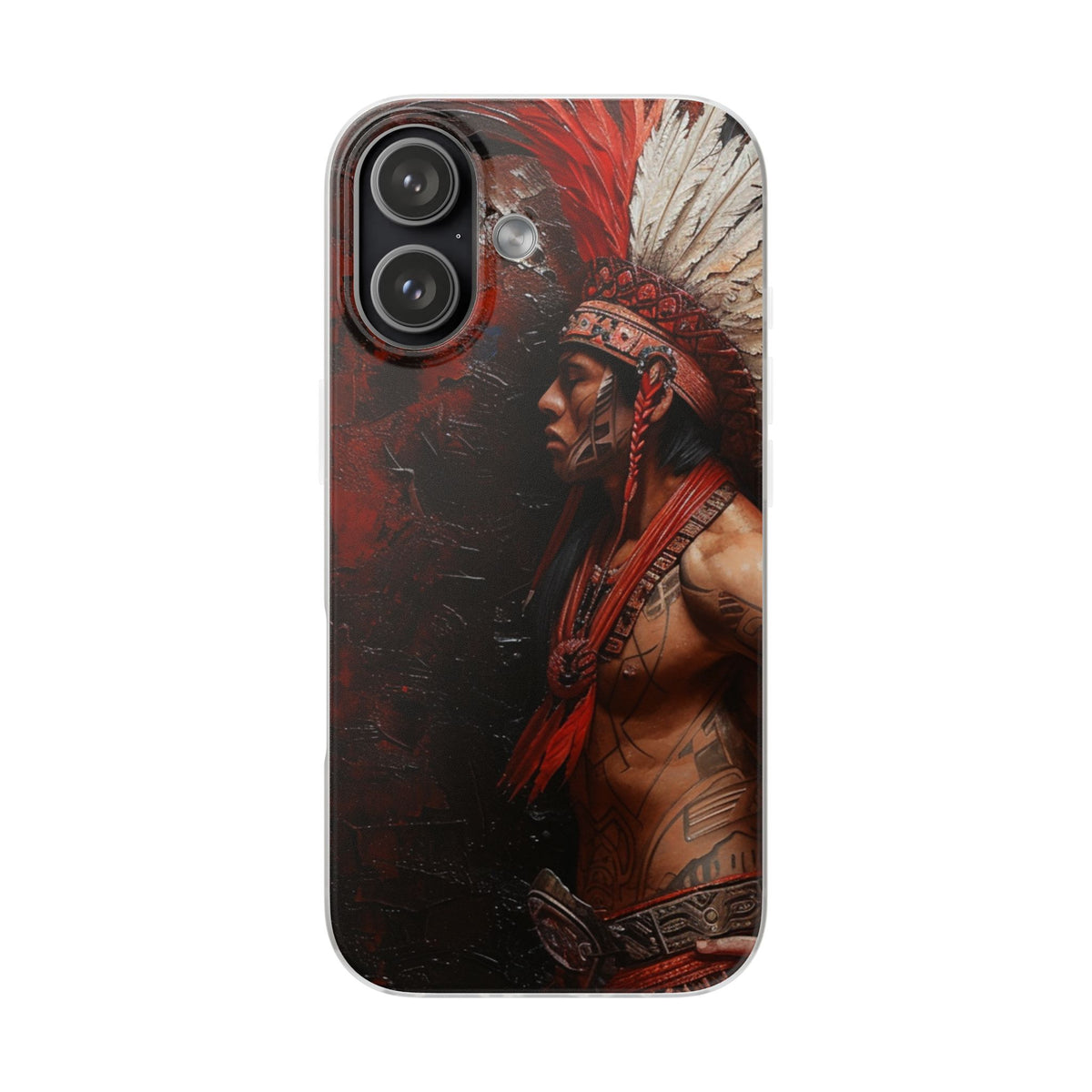 Aztec Noble Warrior – Flexi Phone Case (iPhone & Samsung • Clear TPU • Made in USA • Personalized Option)