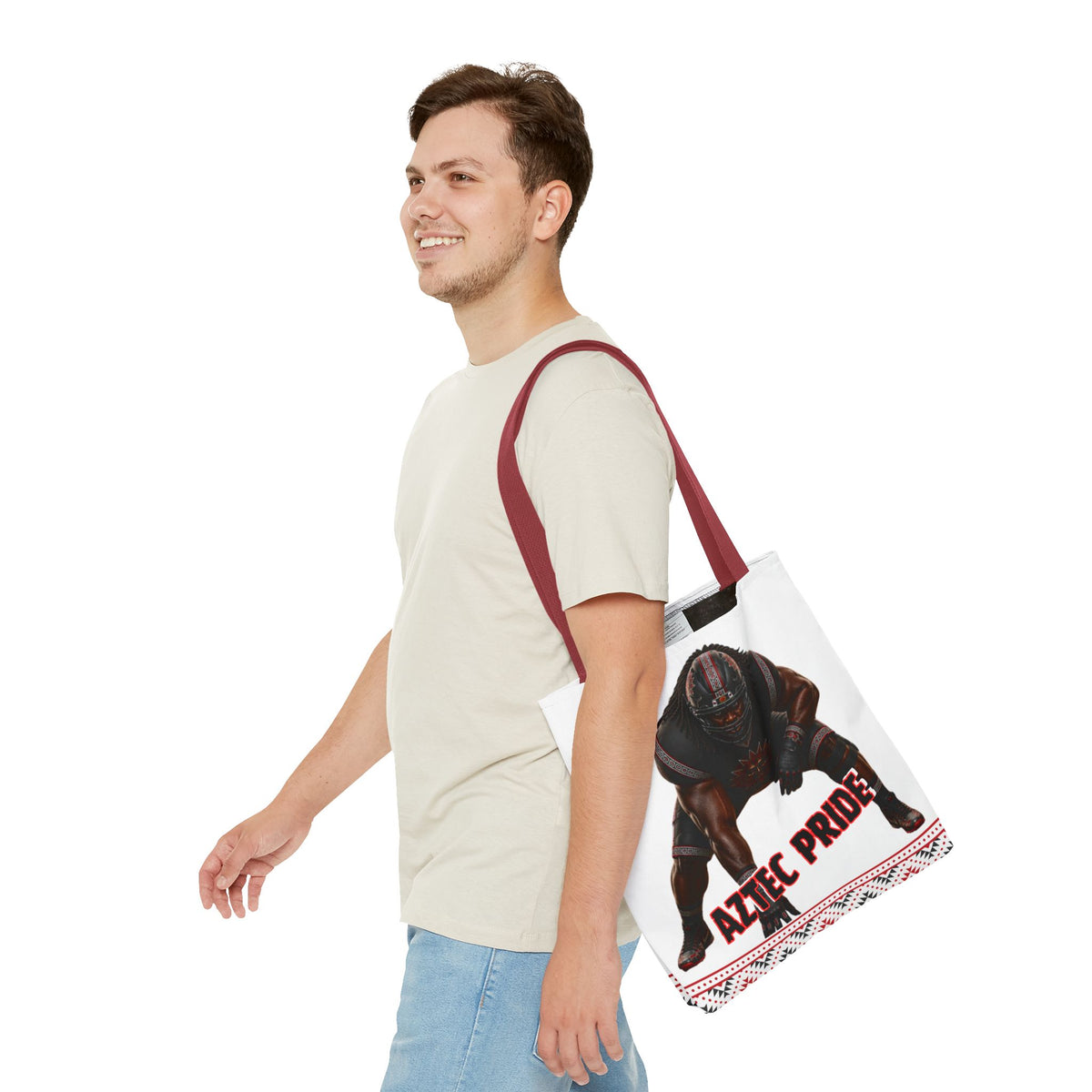 Aztec Football O-Line Warrior Tote Bag | Aztec-Inspired AI Art • Made & Shipped in the USA • 🚚 FREE USA Shipping • FREE Personalization