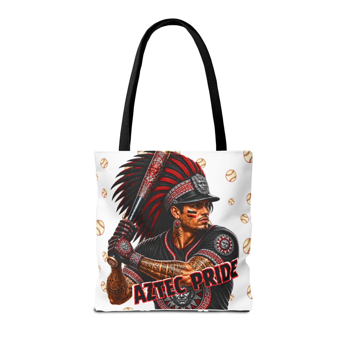 Aztec Baseball Warrior Tote Bag | Aztec-Inspired AI Art • Made & Shipped in the USA • 🚚 FREE USA Shipping • FREE Personalization