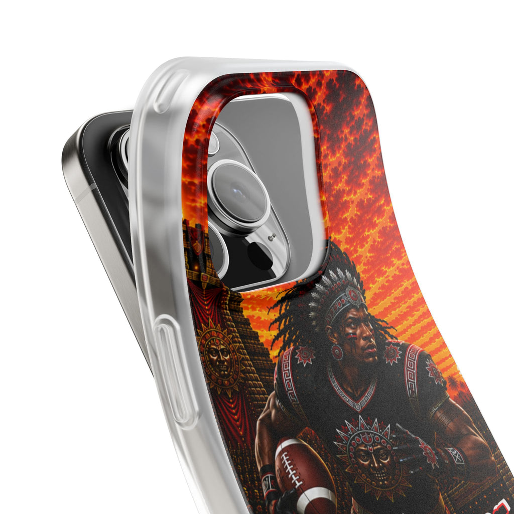 Aztec Football Warrior – Flexi Phone Case (iPhone & Samsung • Clear TPU • Made & Shipped in the USA • 🚚 FREE USA Shipping • Personalized Option)