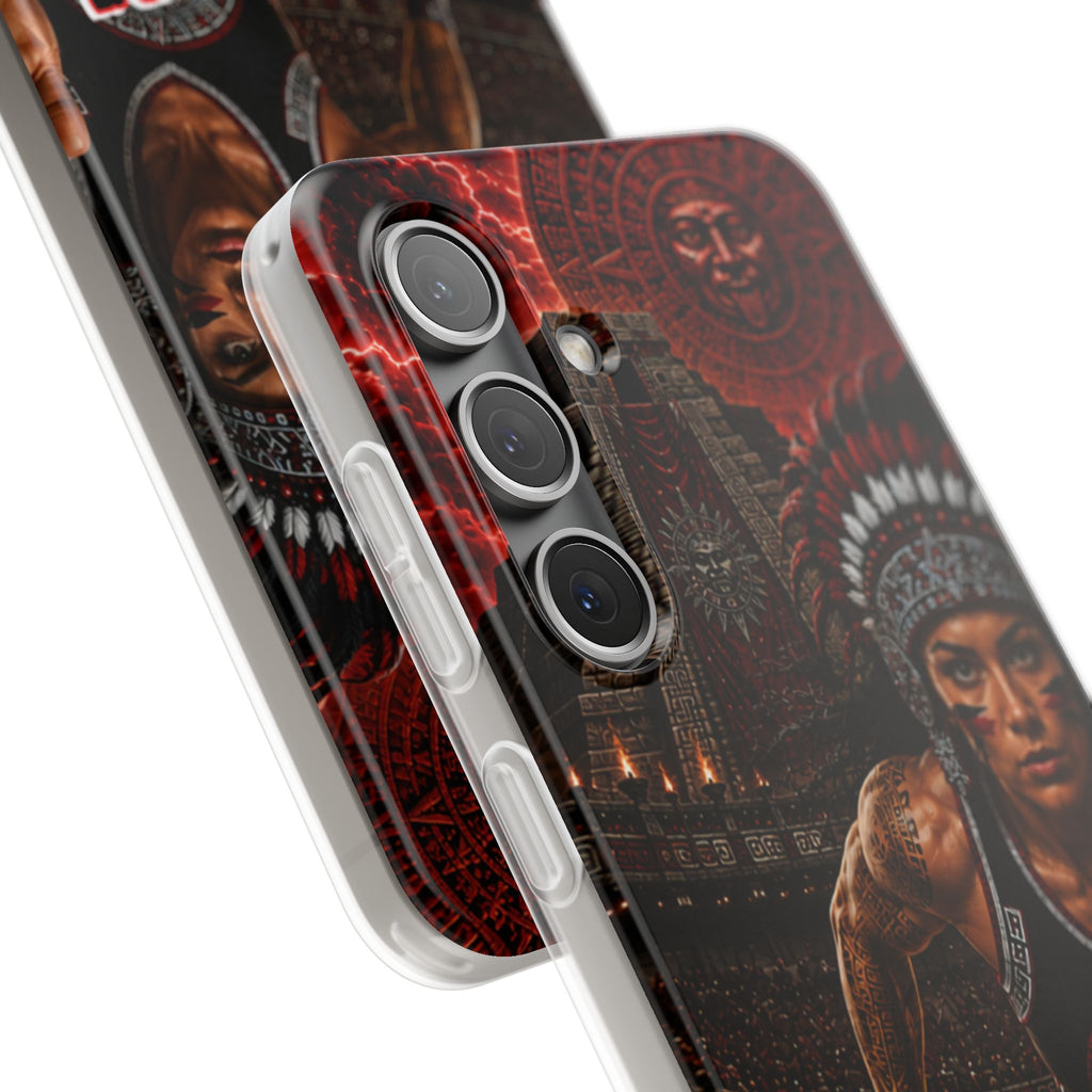 Aztec Track & Field Female Warrior – Flexi Phone Case (iPhone & Samsung • Clear TPU • Made & Shipped in the USA • 🚚 FREE USA Shipping • Personalized Option)