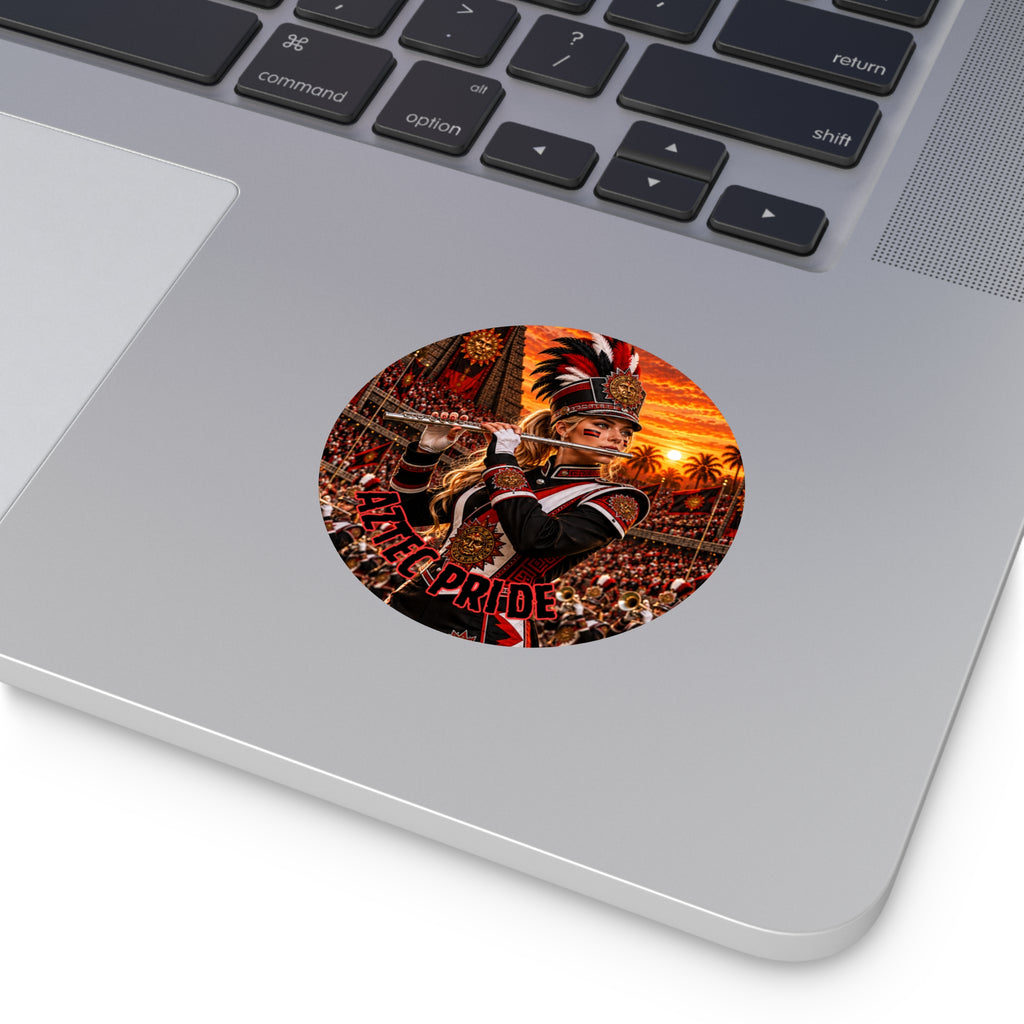Aztec Band Warrior Round Vinyl Sticker 2”–6” | Made & Shipped in the USA • 🚚 FREE USA Shipping • Personalized Option