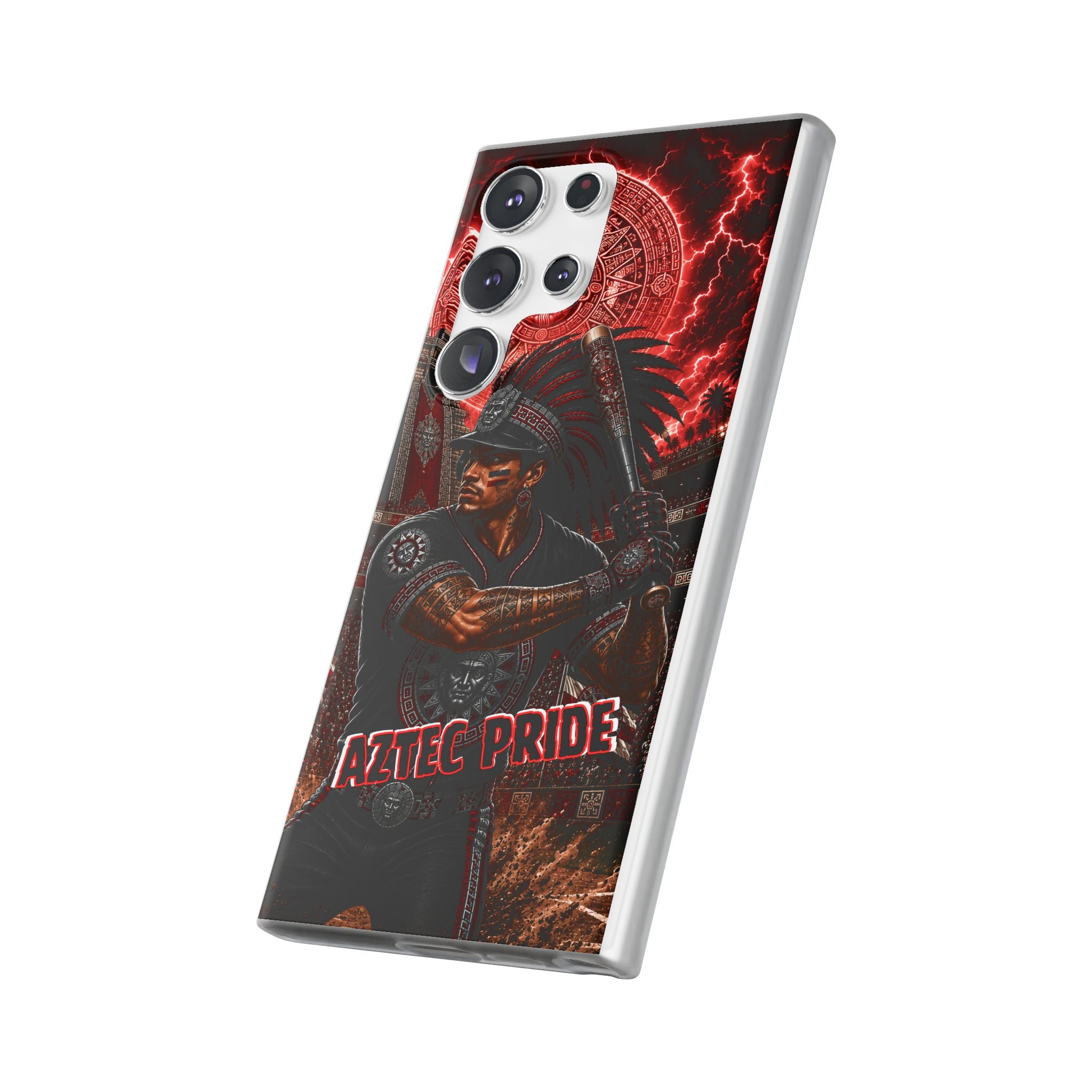 Aztec Baseball Warrior – Flexi Phone Case (iPhone & Samsung • Clear TPU • Made & Shipped in the USA • 🚚 FREE USA Shipping • Personalized Option)