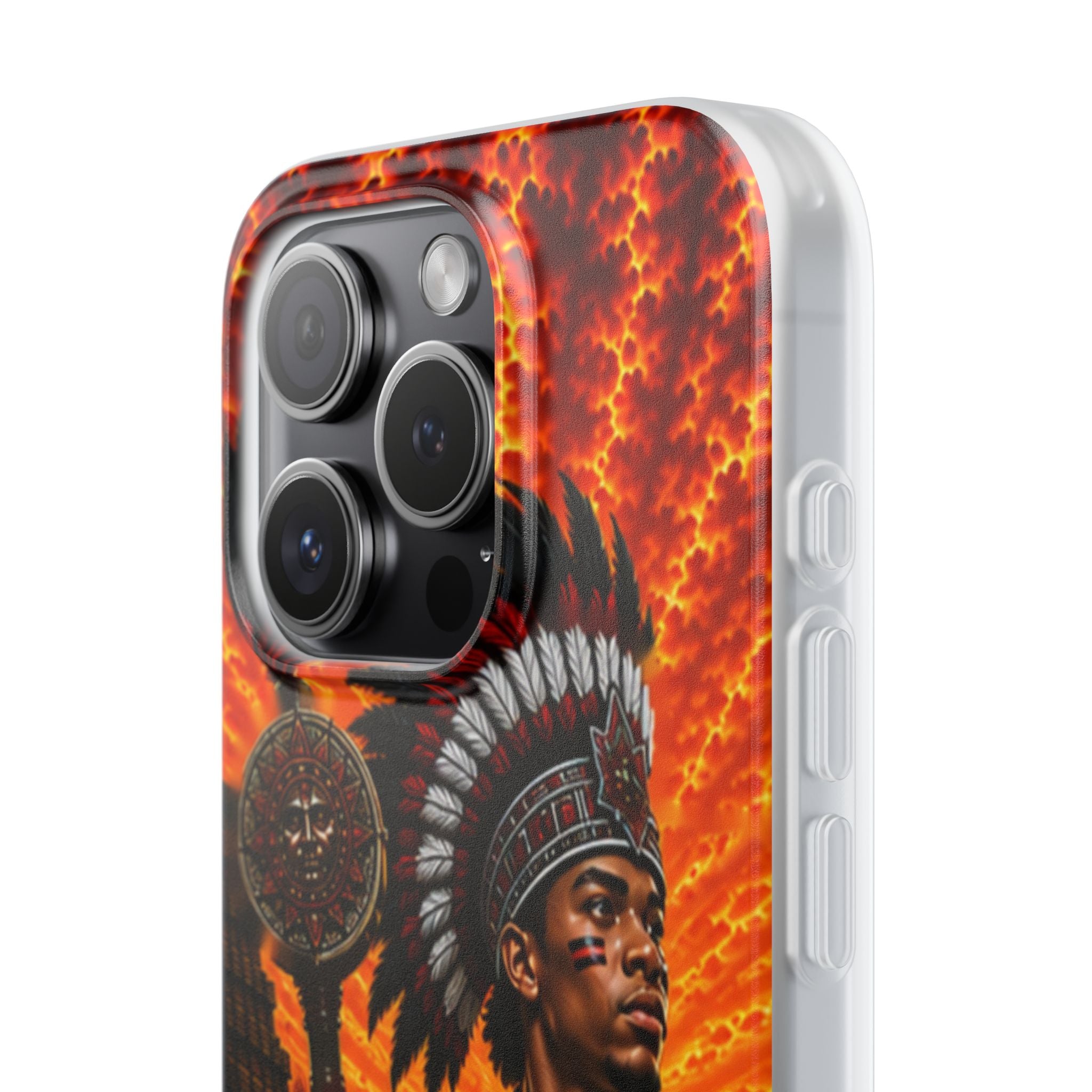 Aztec Drum Major Warrior – Flexi Phone Case (iPhone & Samsung • Clear TPU • Made & Shipped in the USA • 🚚 FREE USA Shipping • Personalized Option)