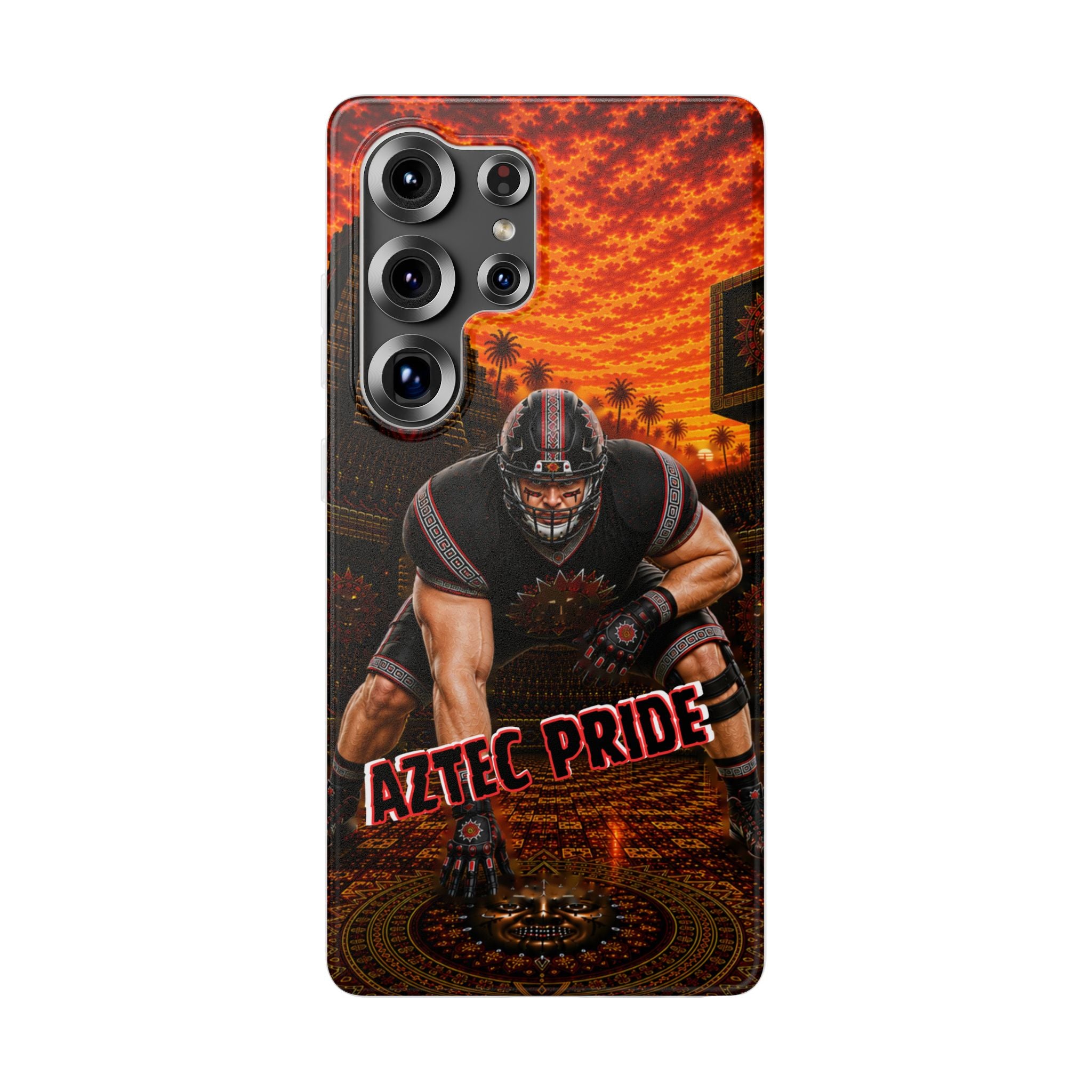 Aztec Football Warrior – Flexi Phone Case (iPhone & Samsung • Clear TPU • Made & Shipped in the USA • 🚚 FREE USA Shipping • Personalized Option)