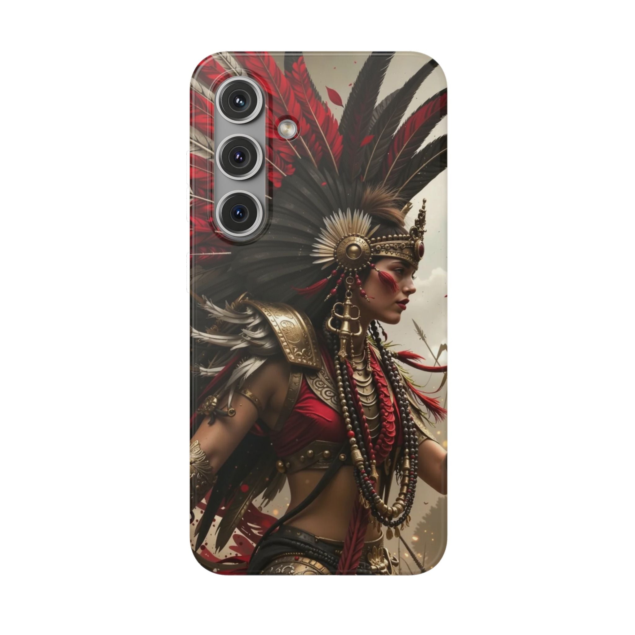 Aztec Warrior Queen – Flexi Phone Case (iPhone & Samsung • Clear TPU • Made in USA • Personalized Option)